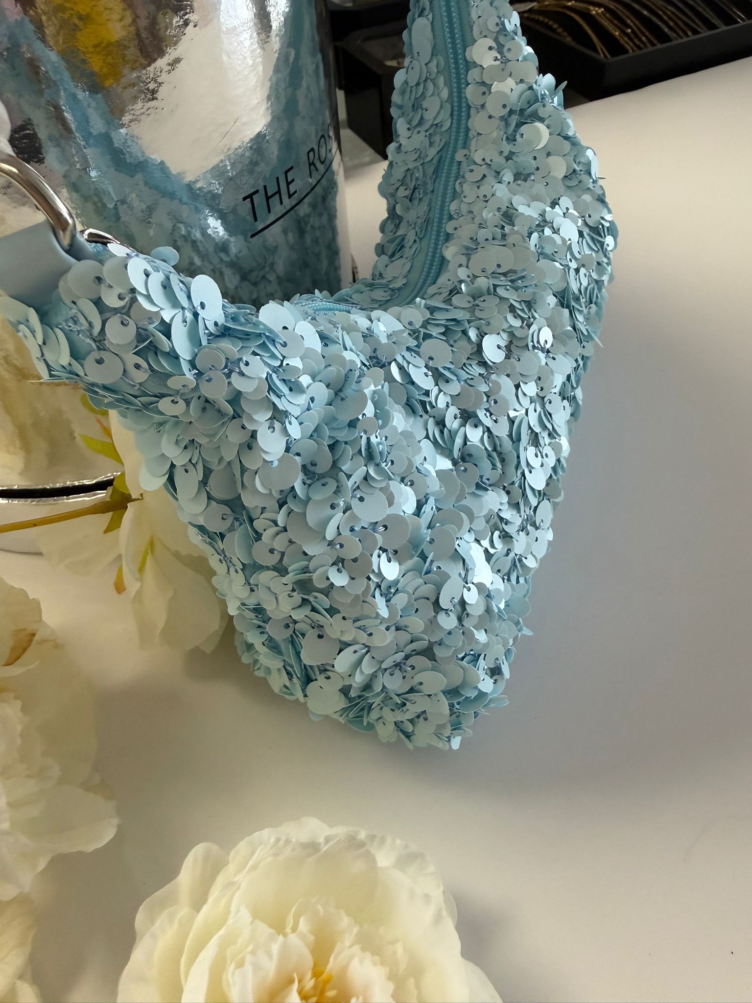 Women's Light Blue Sequin Shoulder Bag