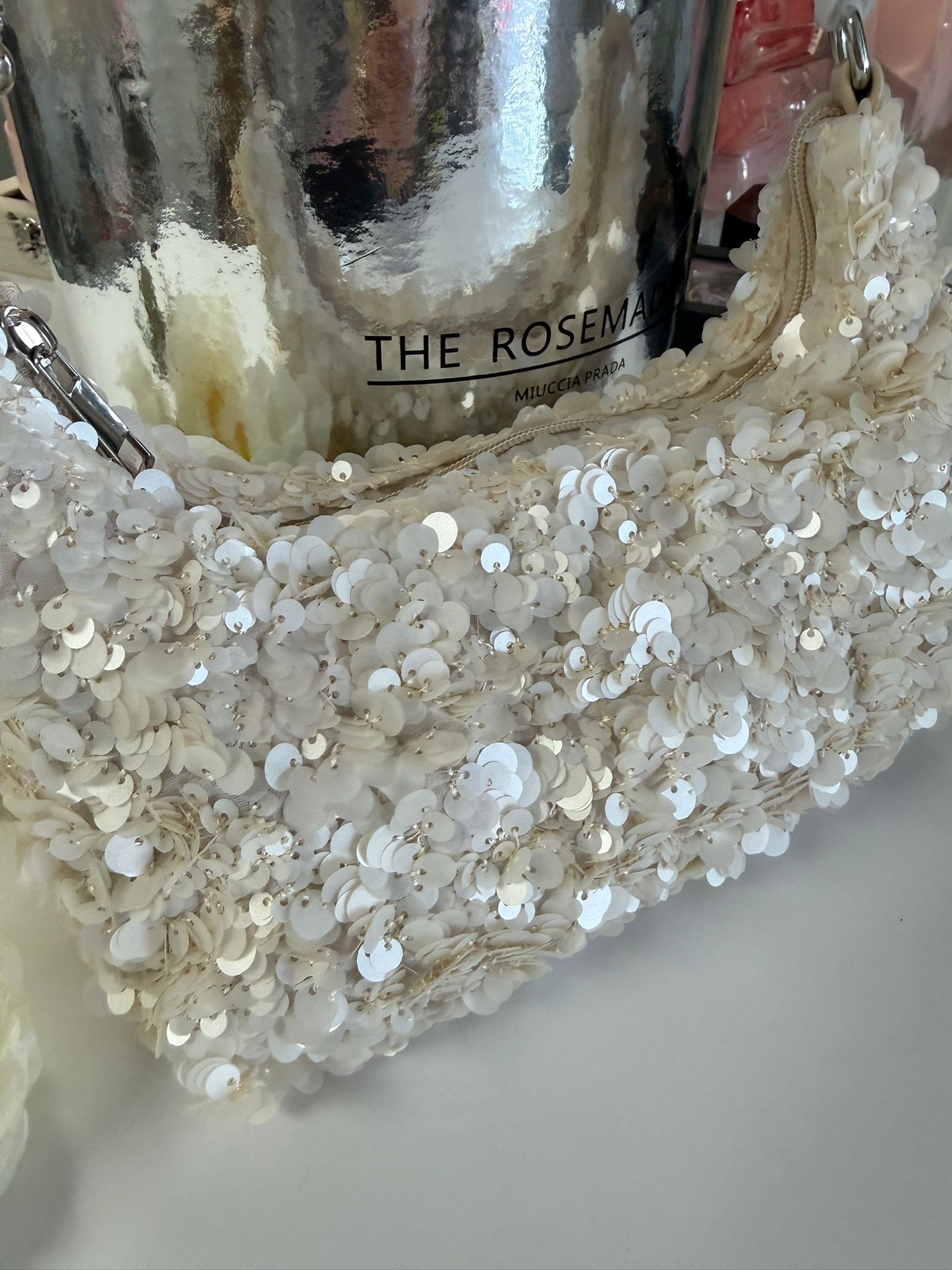 Women's Beige Sequin Shoulder Bag