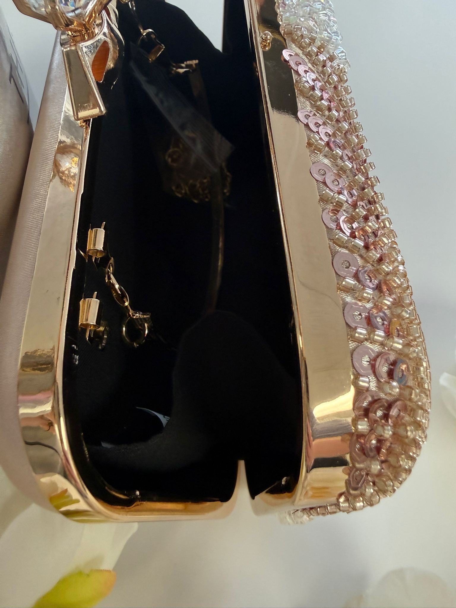 Luxury Pearl & Gold Floral Beaded Evening Clutch