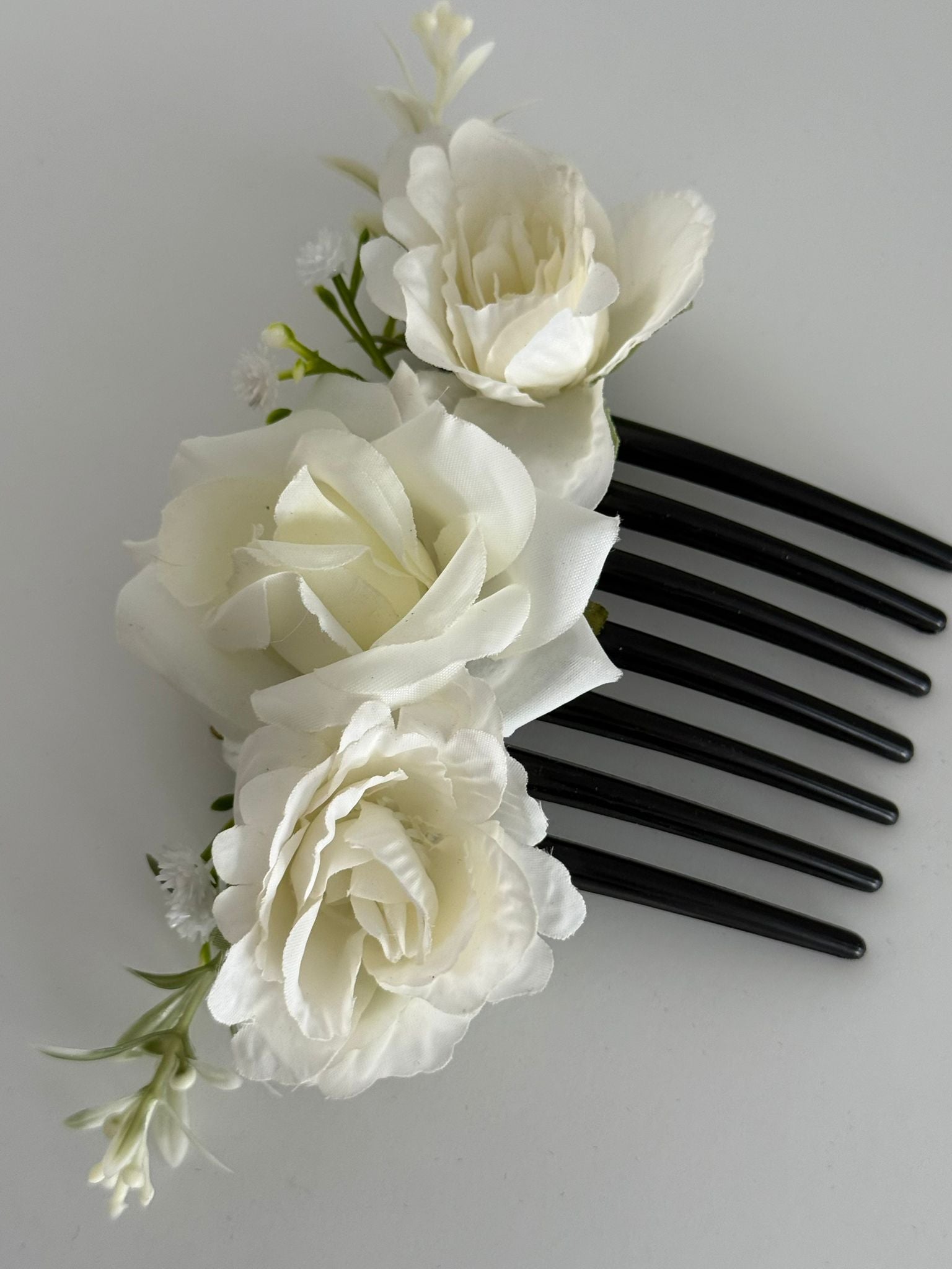 Elegant White Rose Floral Hair Comb