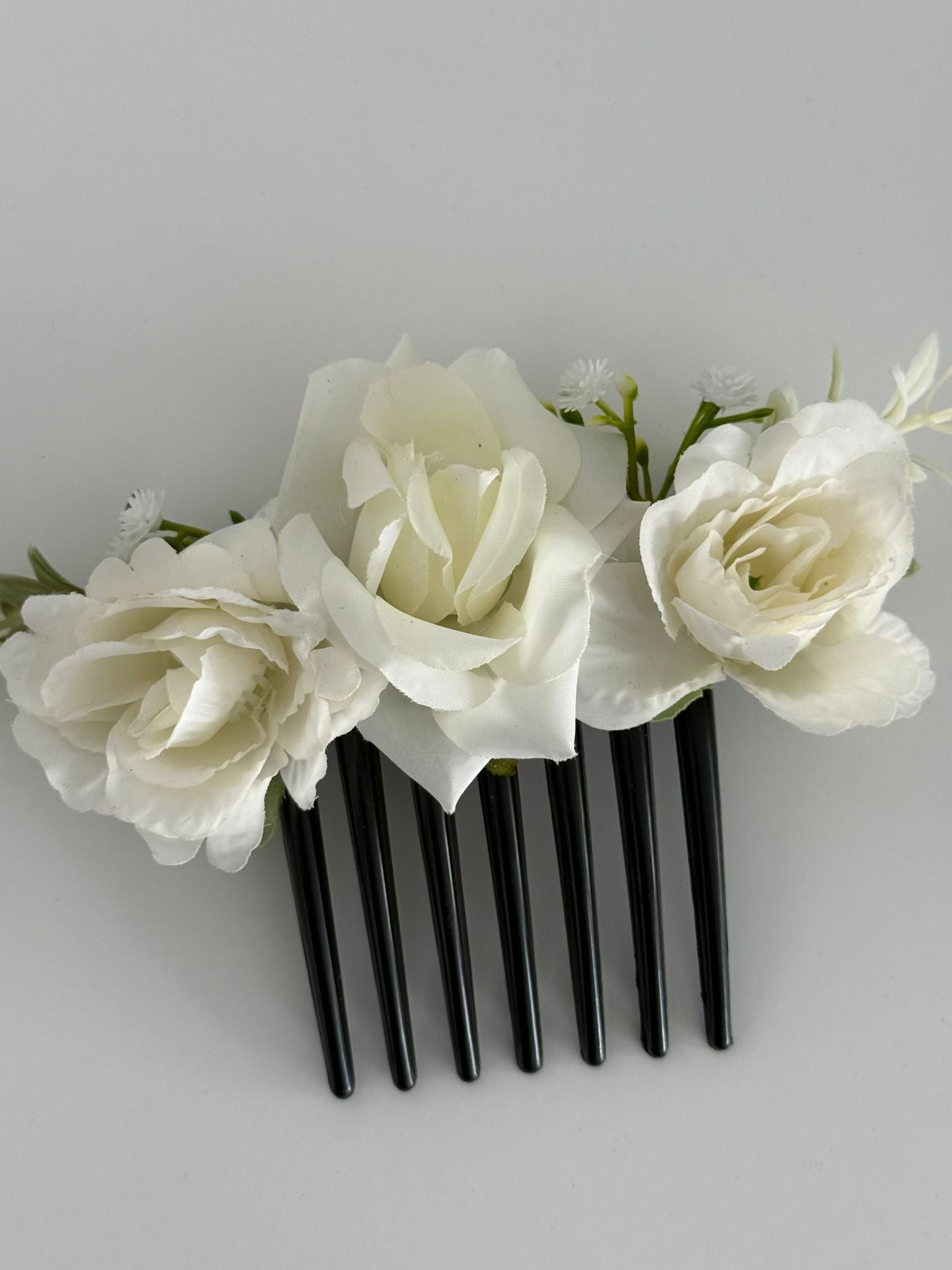 Elegant White Rose Floral Hair Comb