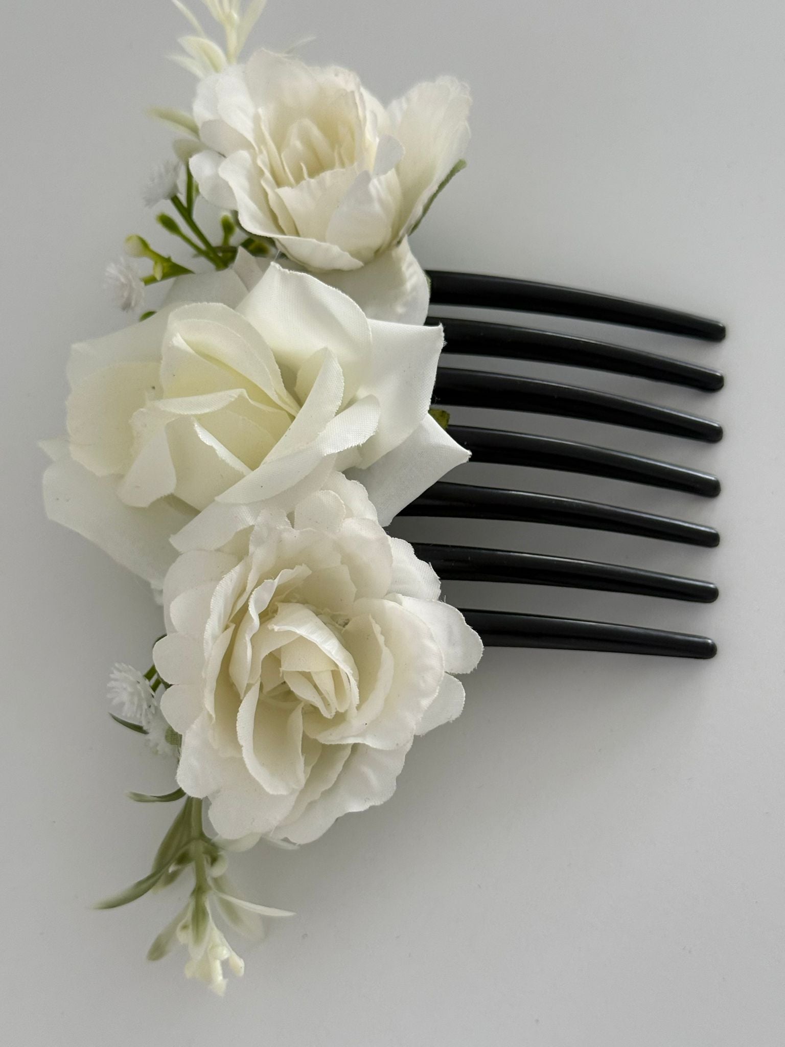 Elegant White Rose Floral Hair Comb