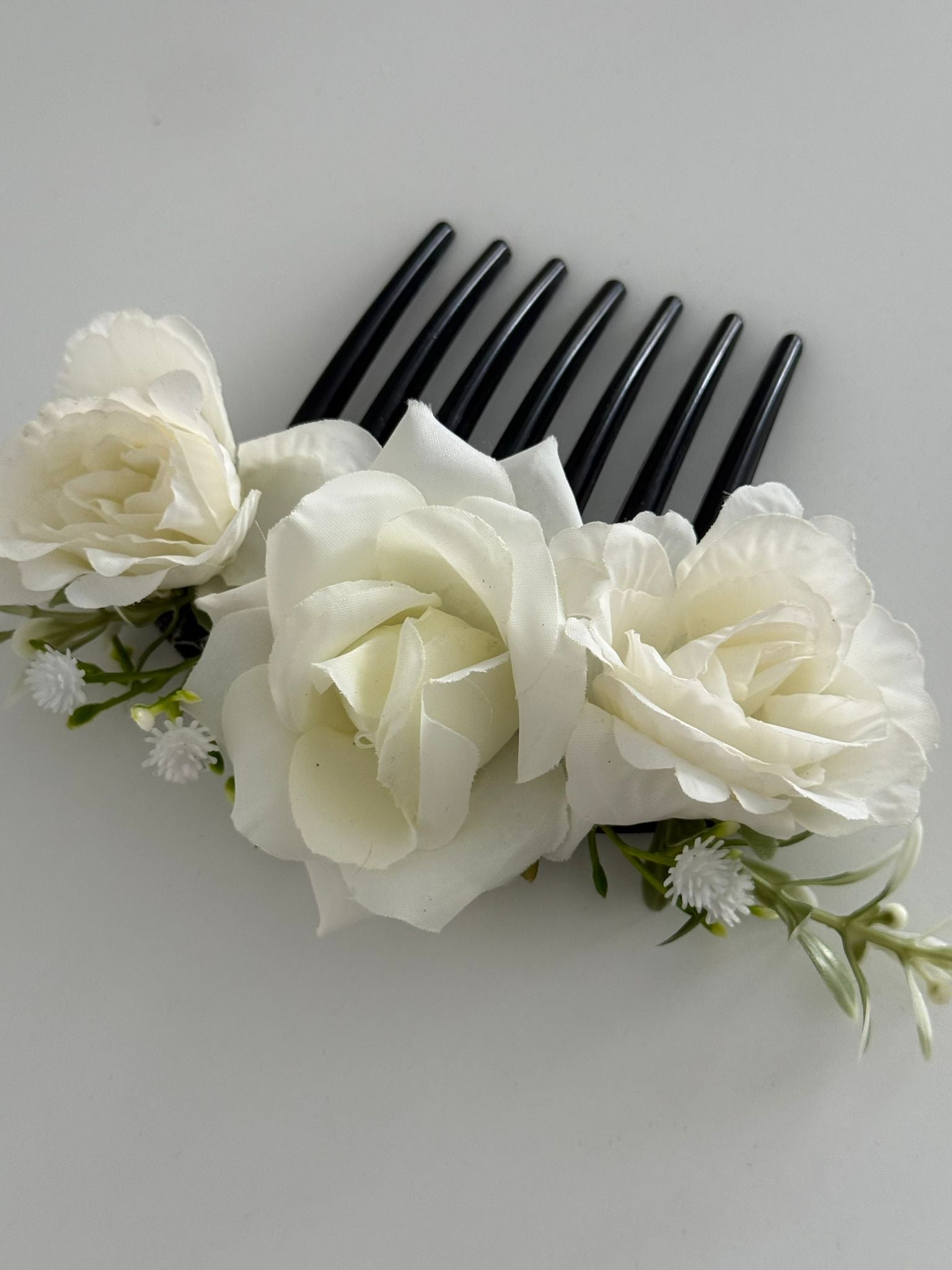Elegant White Rose Floral Hair Comb