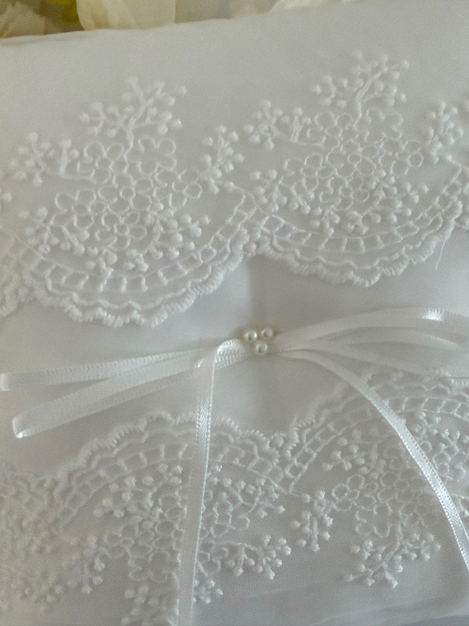 Elegant White Lace Wedding Ring Bearer Pillow