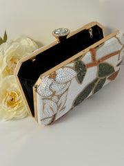 Elegant Floral Sequin Box Clutch
