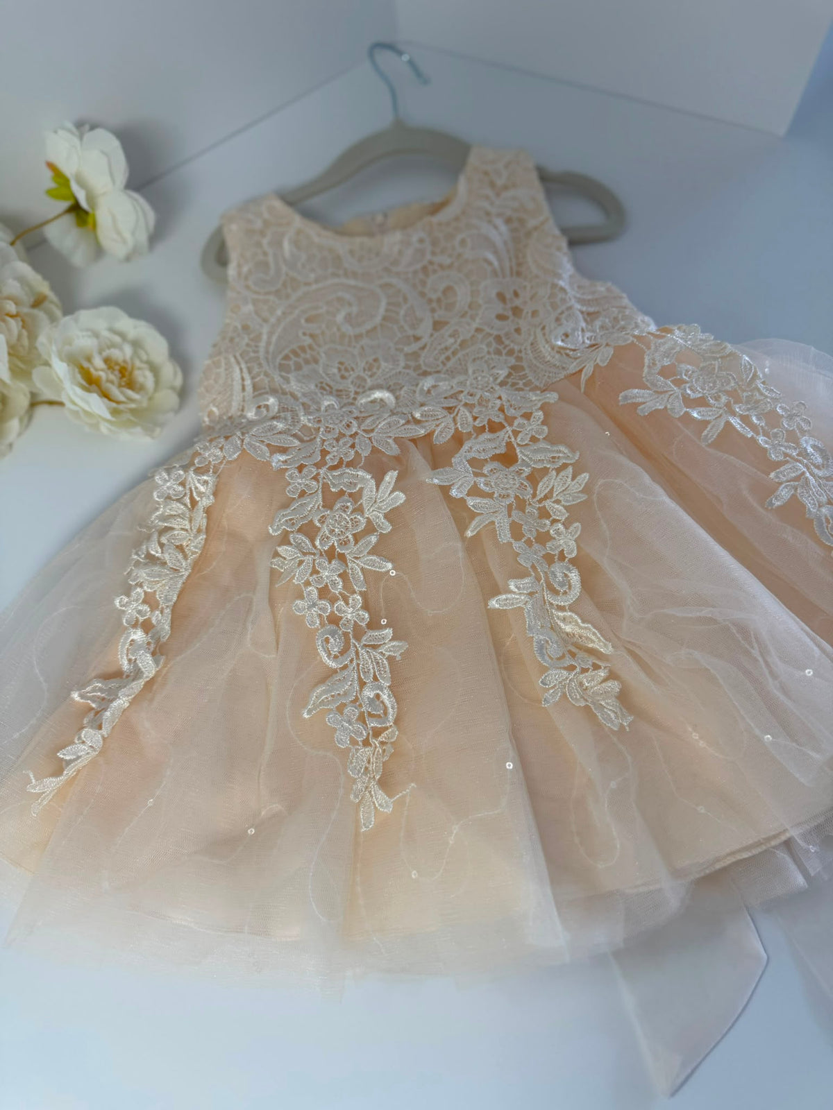 Luxury Champagne Lace Flower Girl Dress