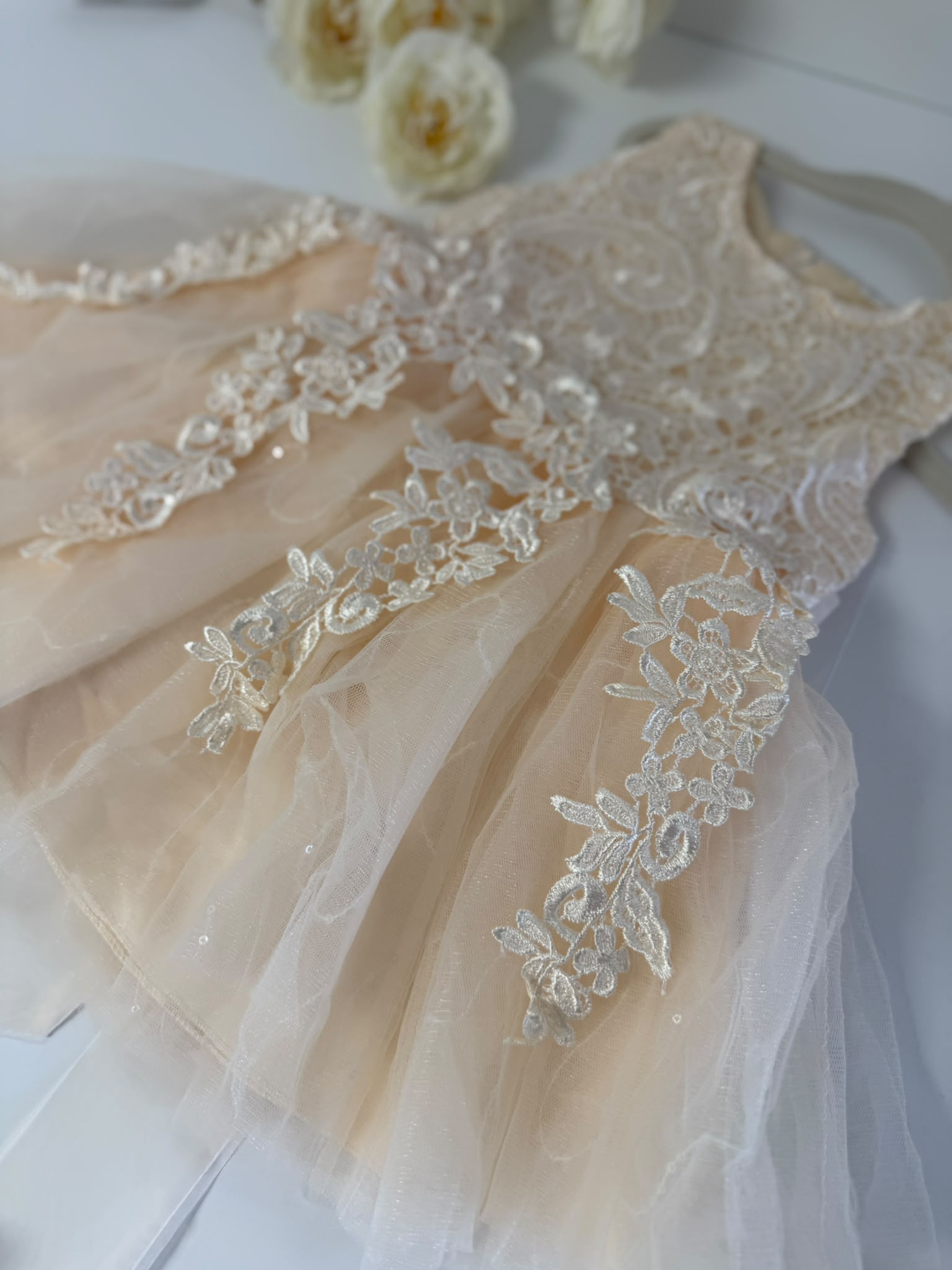 Luxury Champagne Lace Flower Girl Dress