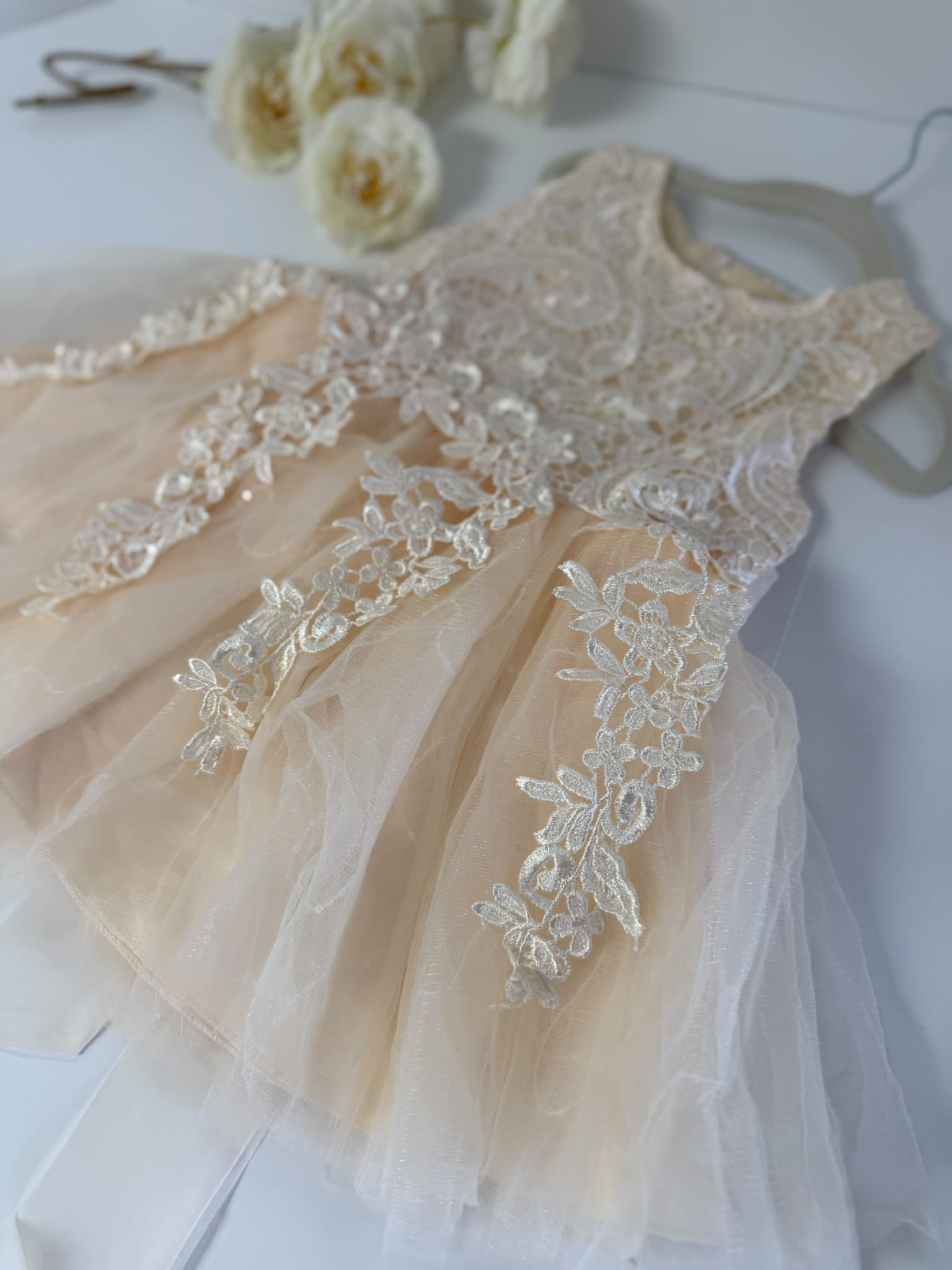 Luxury Champagne Lace Flower Girl Dress