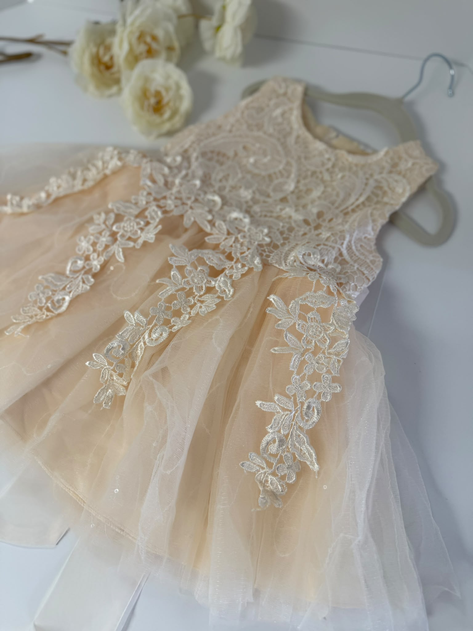 Luxury Champagne Lace Flower Girl Dress