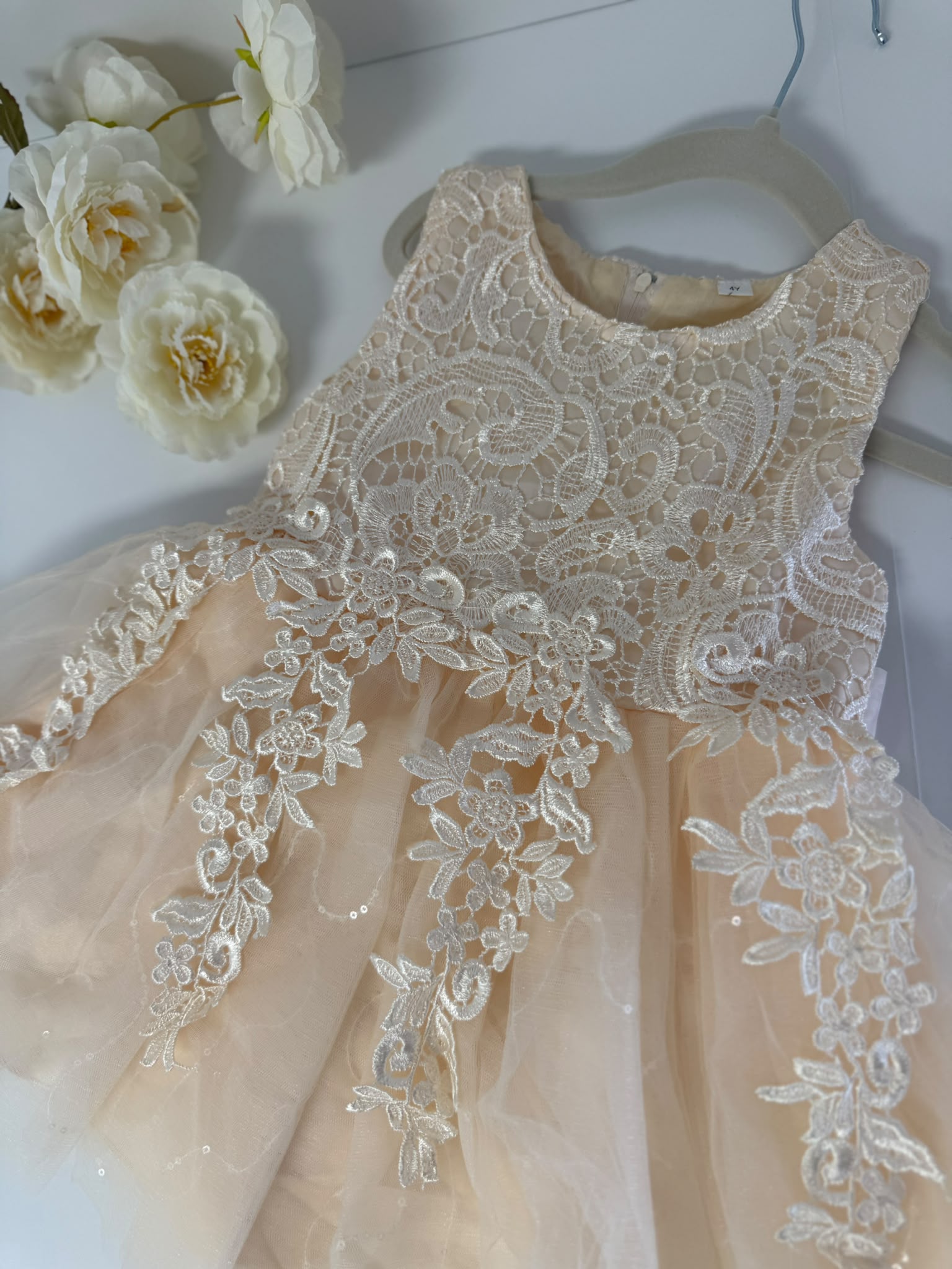 Luxury Champagne Lace Flower Girl Dress