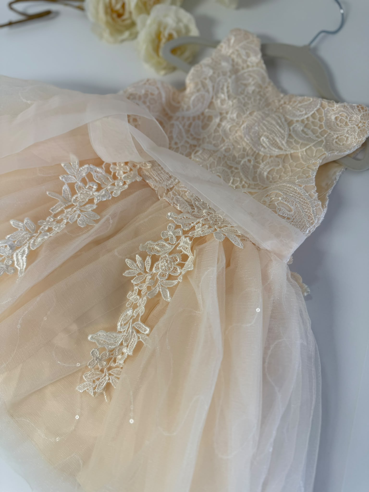 Luxury Champagne Lace Flower Girl Dress