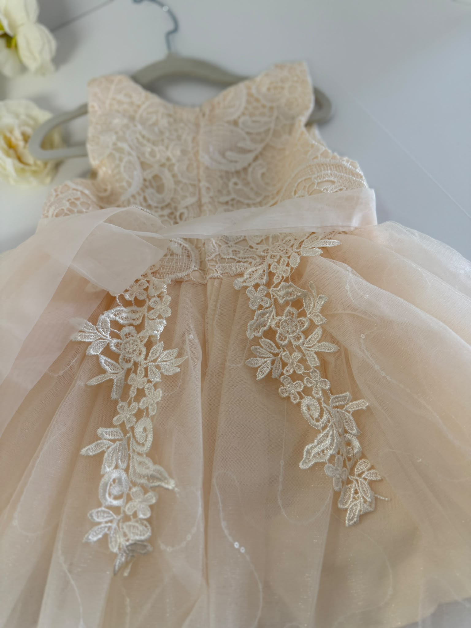 Luxury Champagne Lace Flower Girl Dress