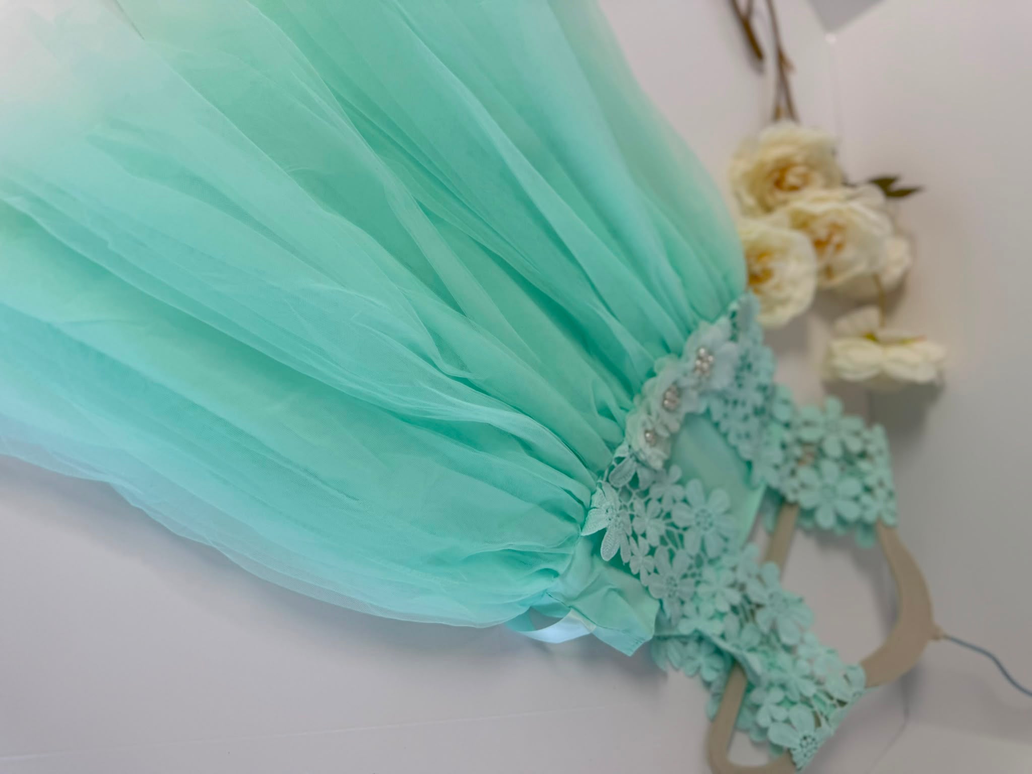 Mint Green Lace Flower Girl Dress