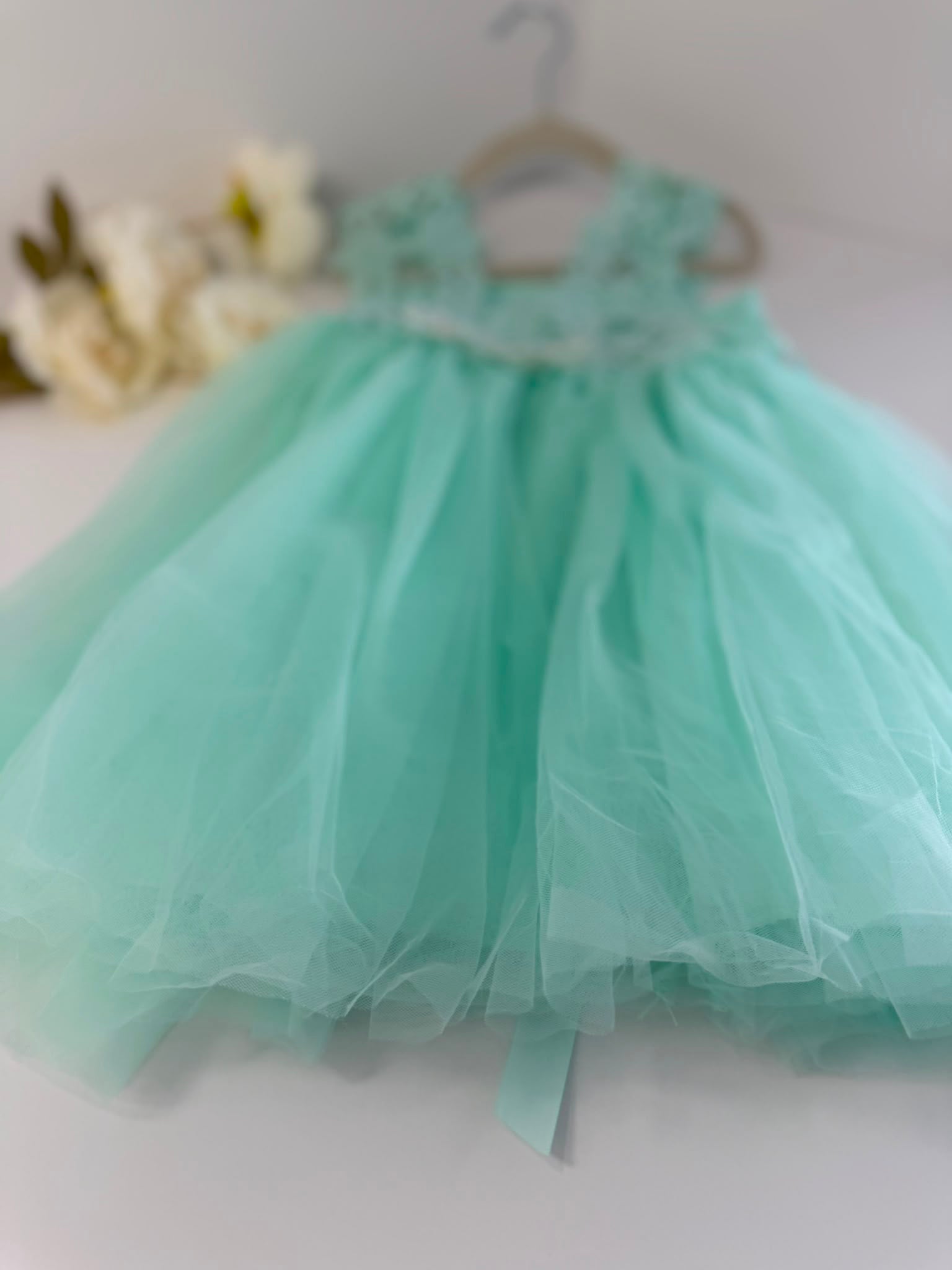 Mint Green Lace Flower Girl Dress