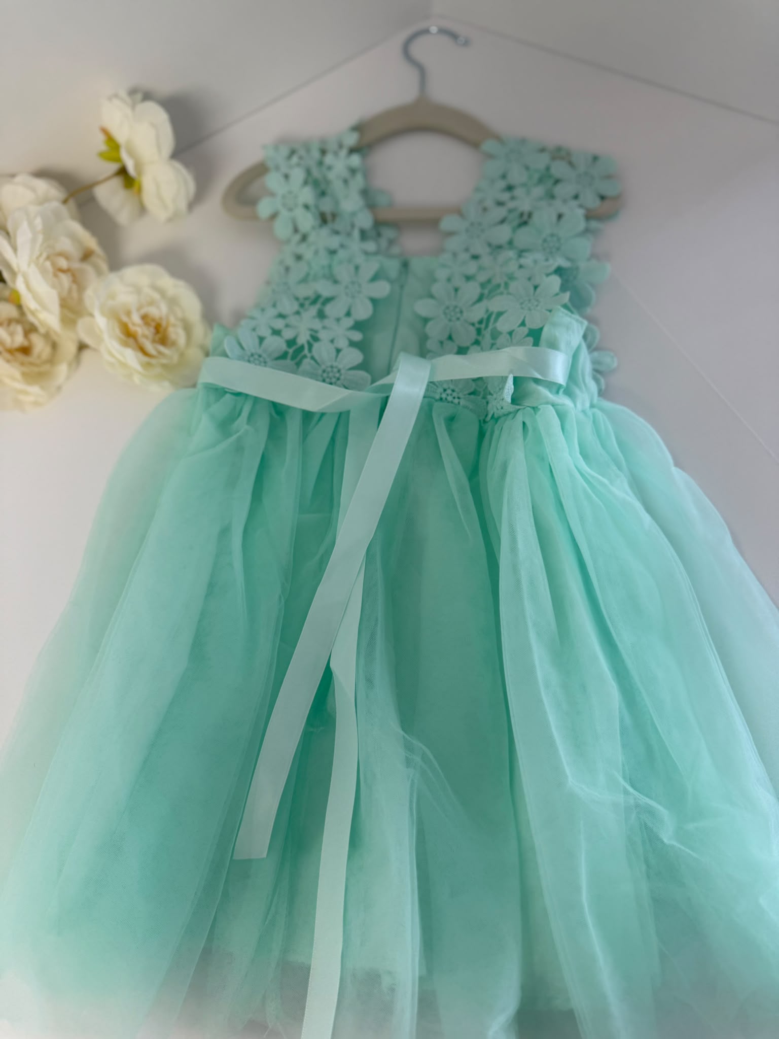 Mint Green Lace Flower Girl Dress