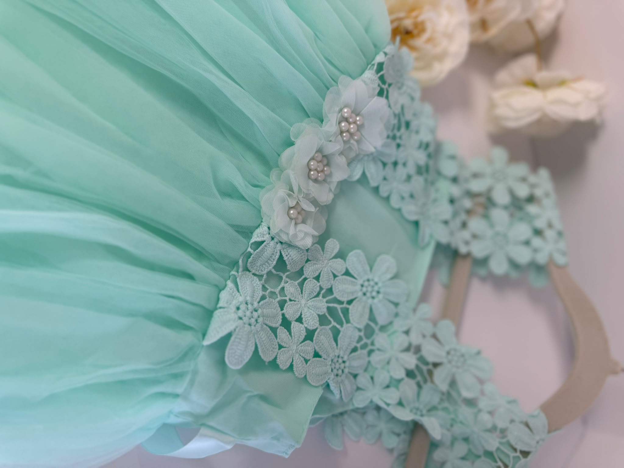 Mint Green Lace Flower Girl Dress