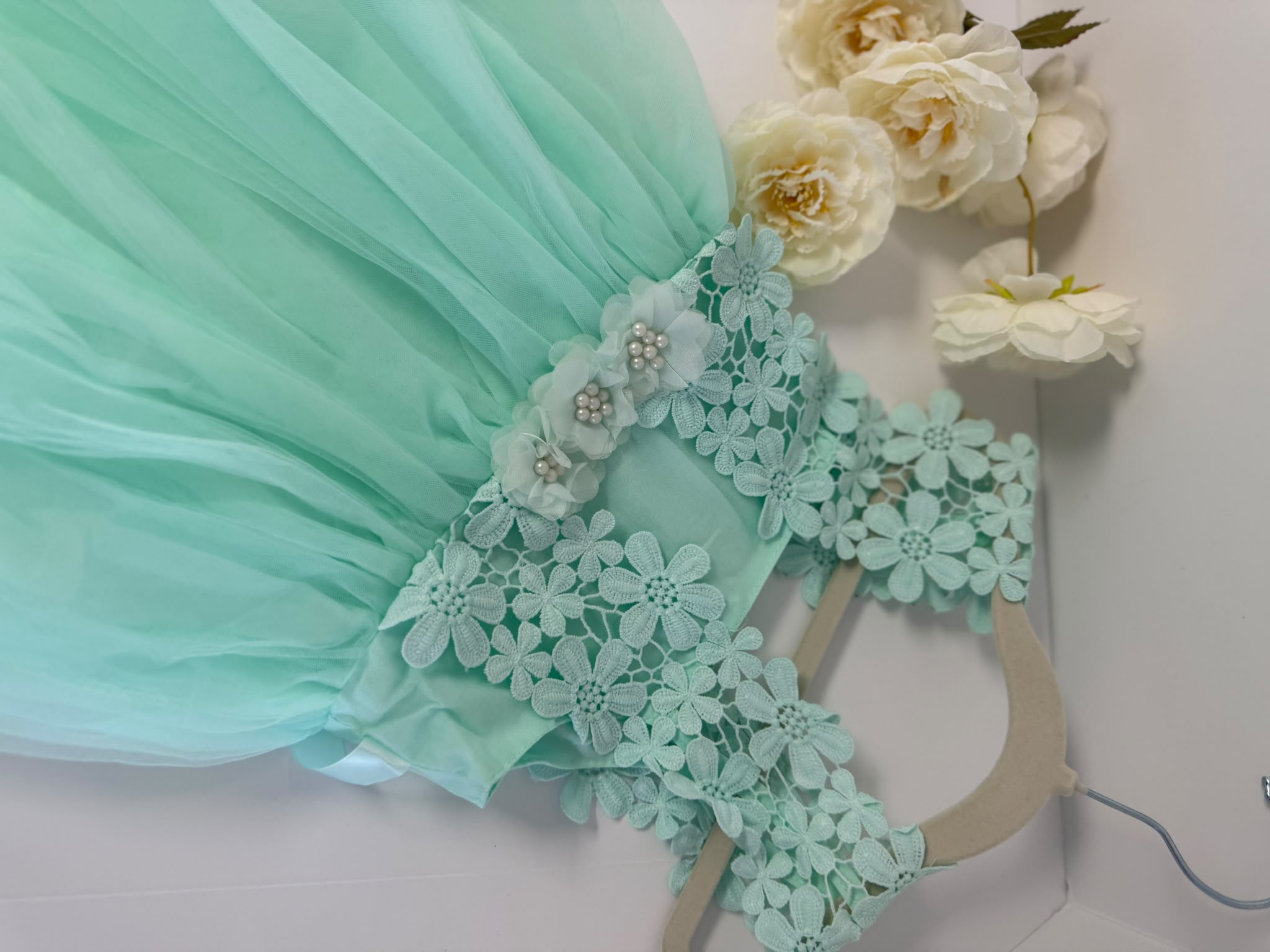 Mint Green Lace Flower Girl Dress