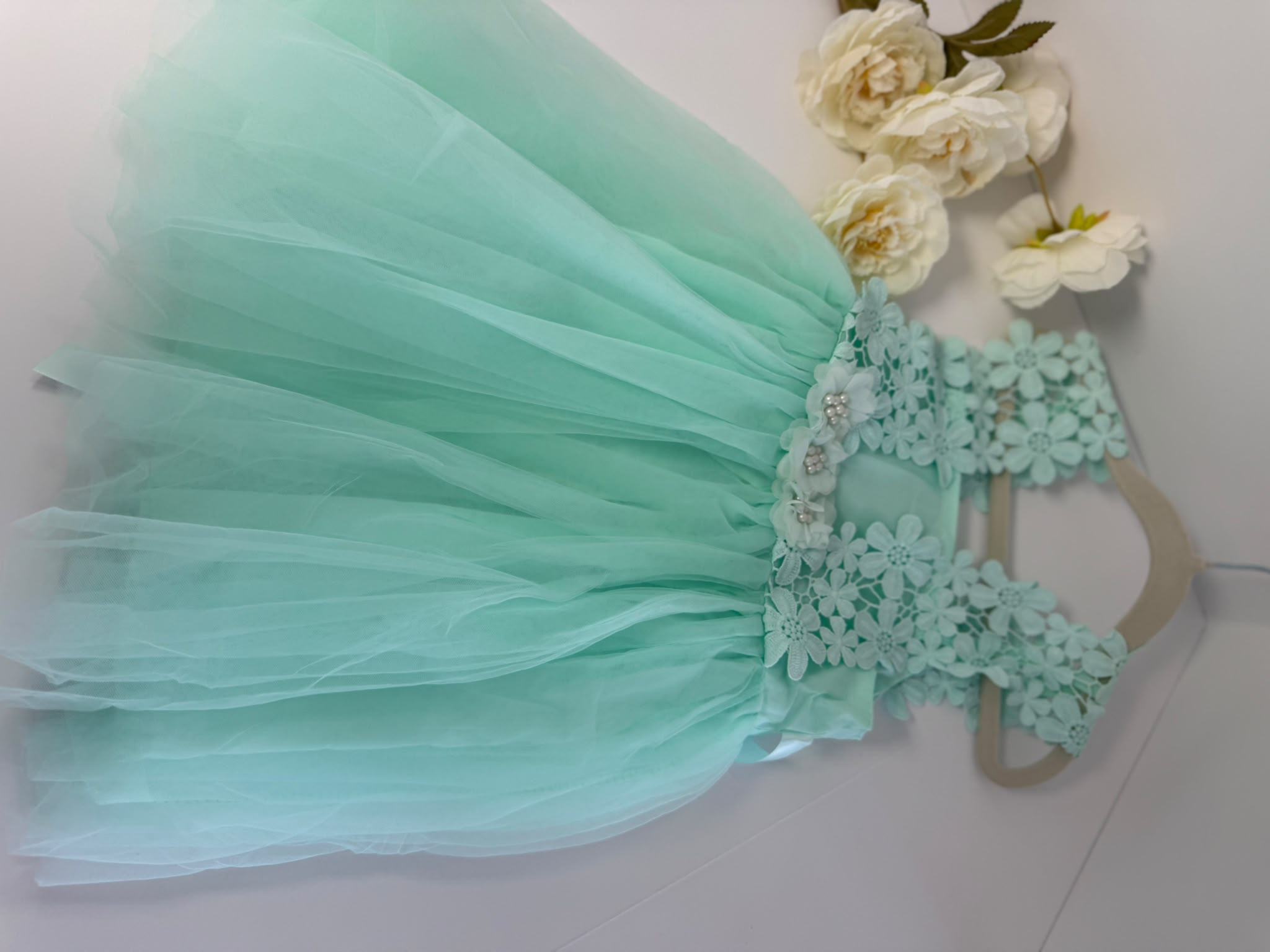 Mint Green Lace Flower Girl Dress