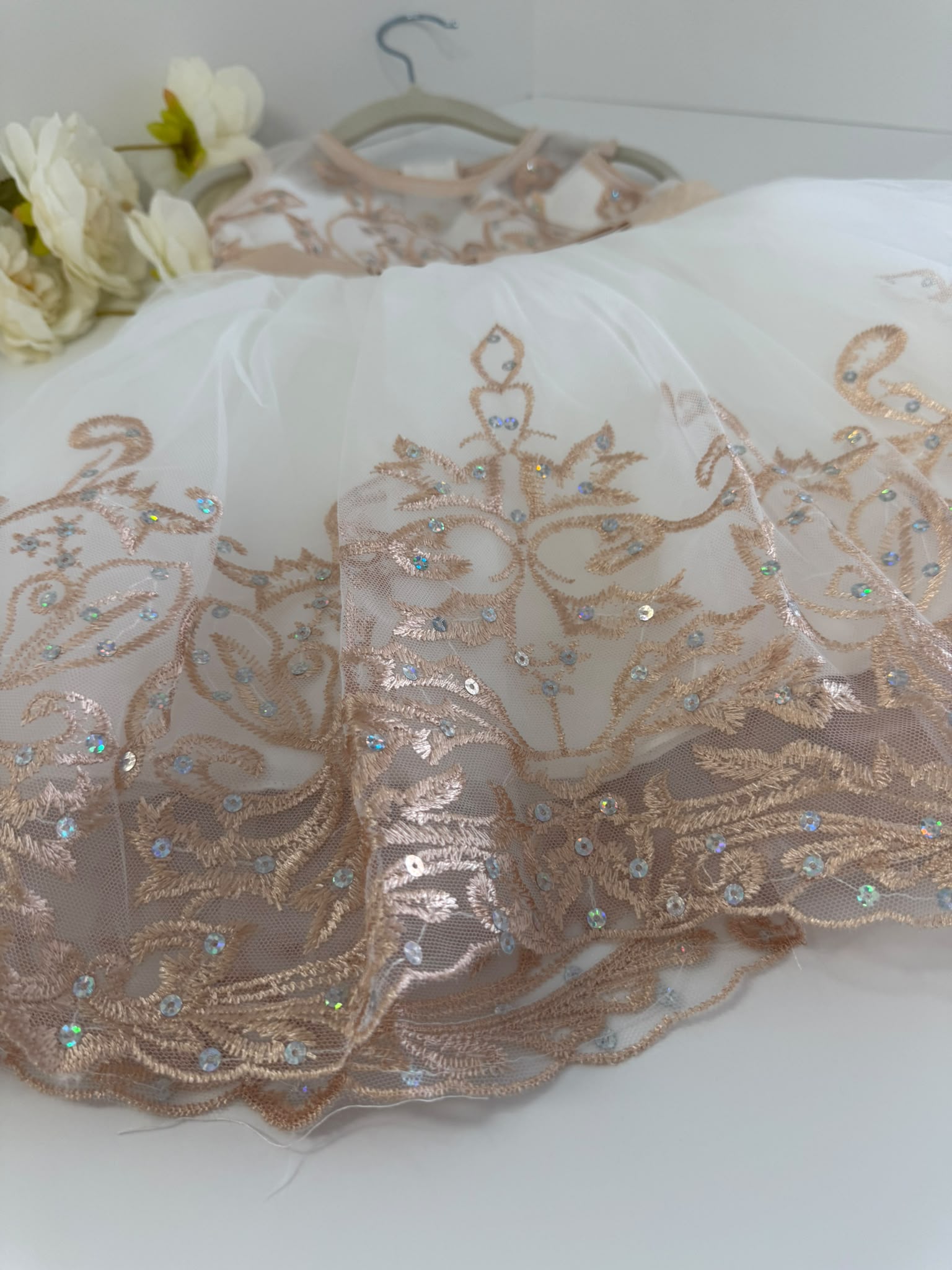 Champagne Luxury Lace Flower Girl Dress (2–3 Years)