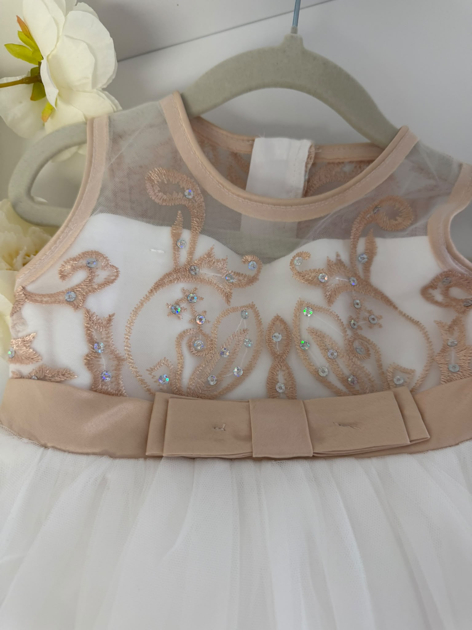 Champagne Luxury Lace Flower Girl Dress (2–3 Years)