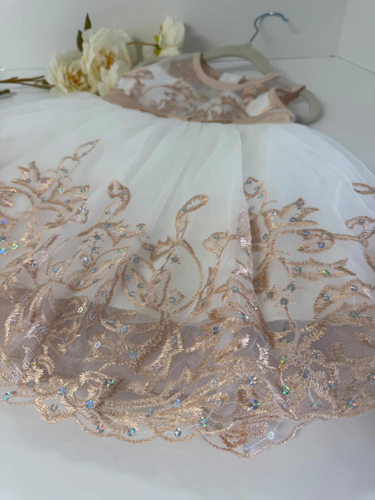 Champagne Luxury Lace Flower Girl Dress (2–3 Years)