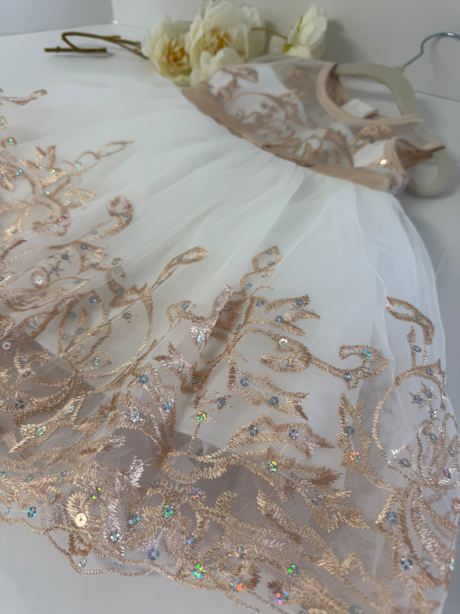 Champagne Luxury Lace Flower Girl Dress (2–3 Years)