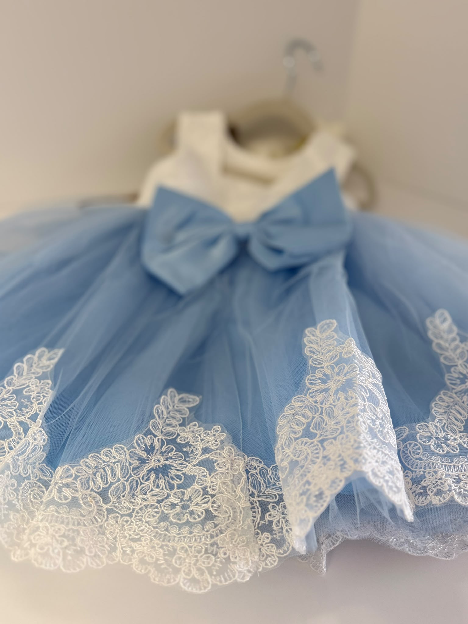 Sky Blue Princess Lace & Tulle Dress for Girls