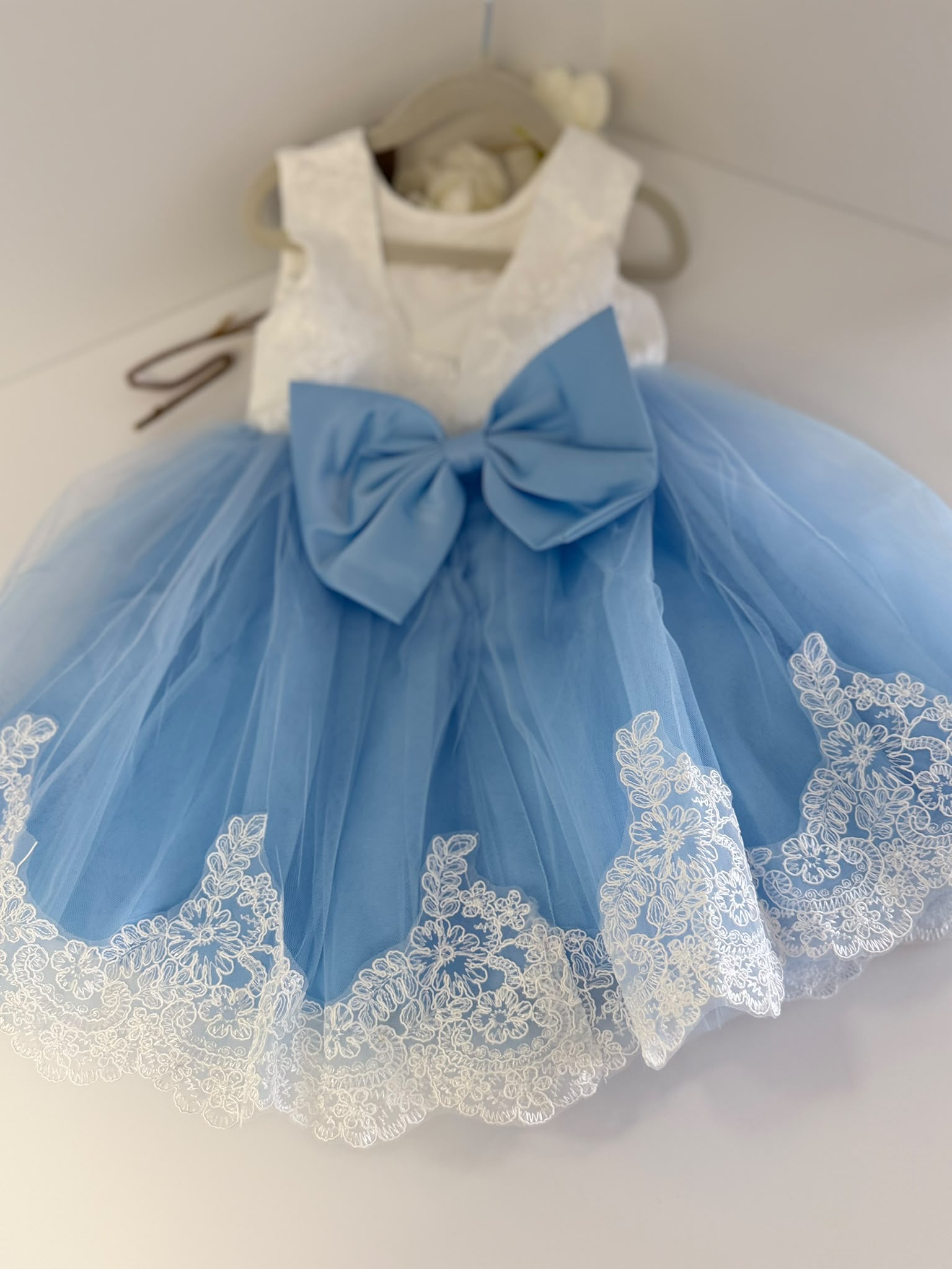 Sky Blue Princess Lace & Tulle Dress for Girls