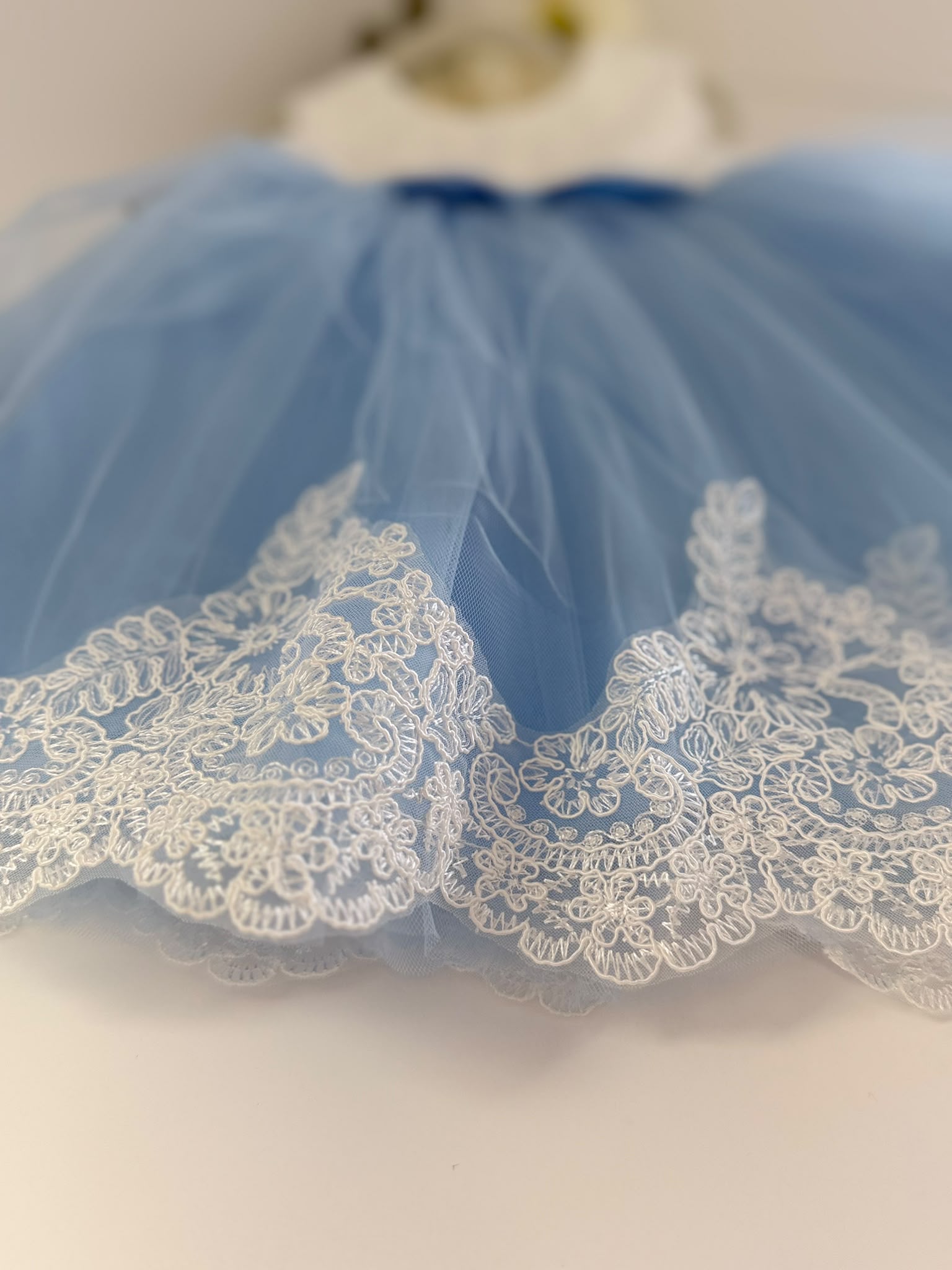 Sky Blue Princess Lace & Tulle Dress for Girls