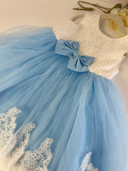 Sky Blue Princess Lace & Tulle Dress for Girls