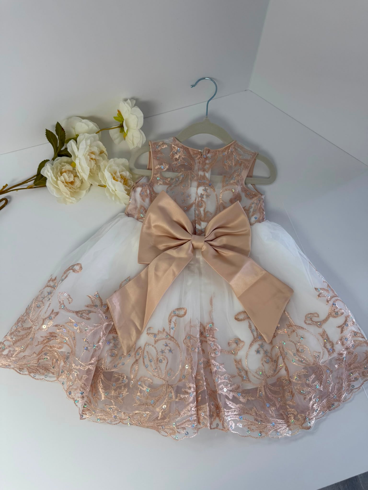 Champagne Luxury Lace Flower Girl Dress (2–3 Years)
