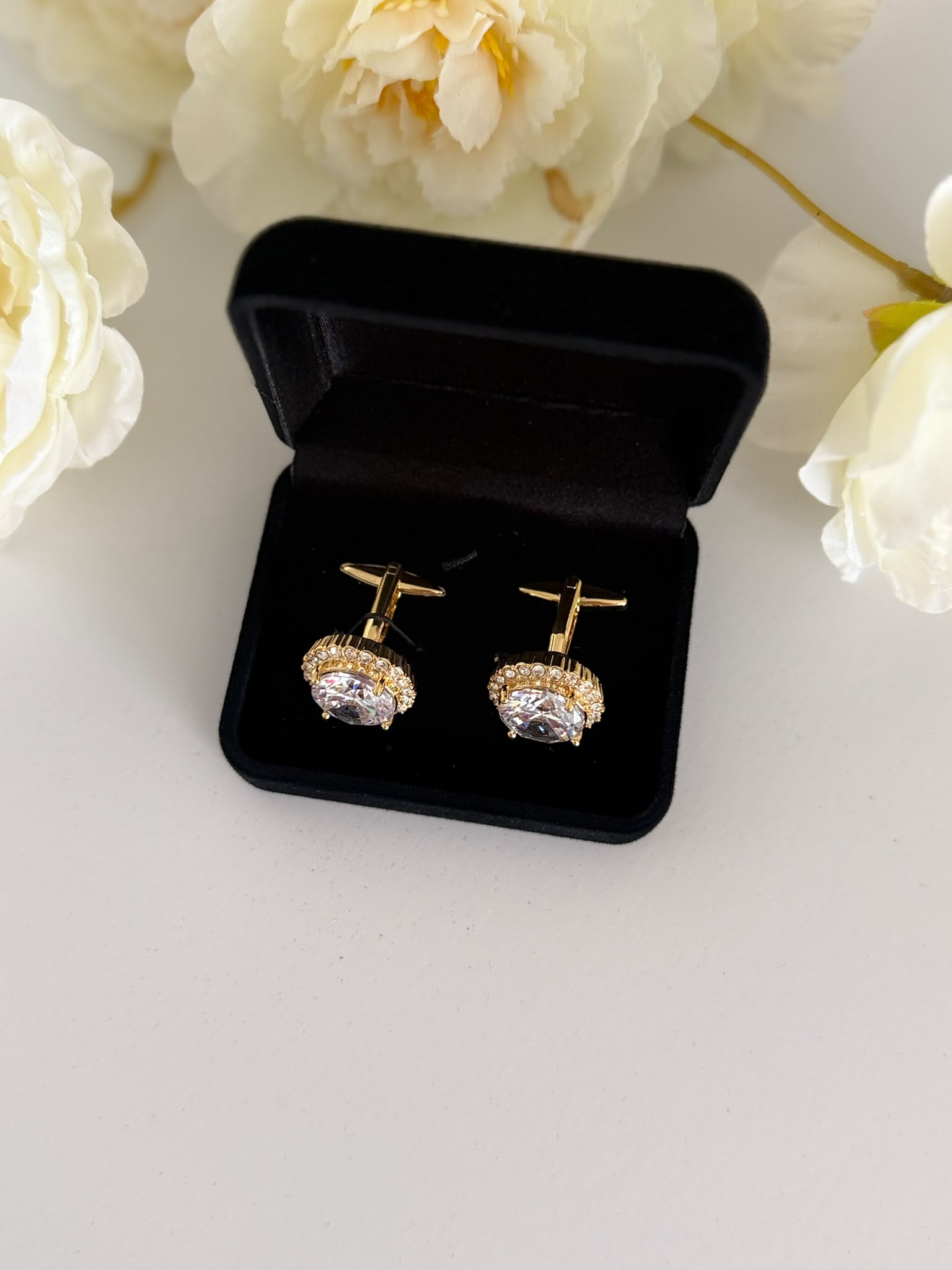 Luxury Golden Crystal Cufflinks for Men