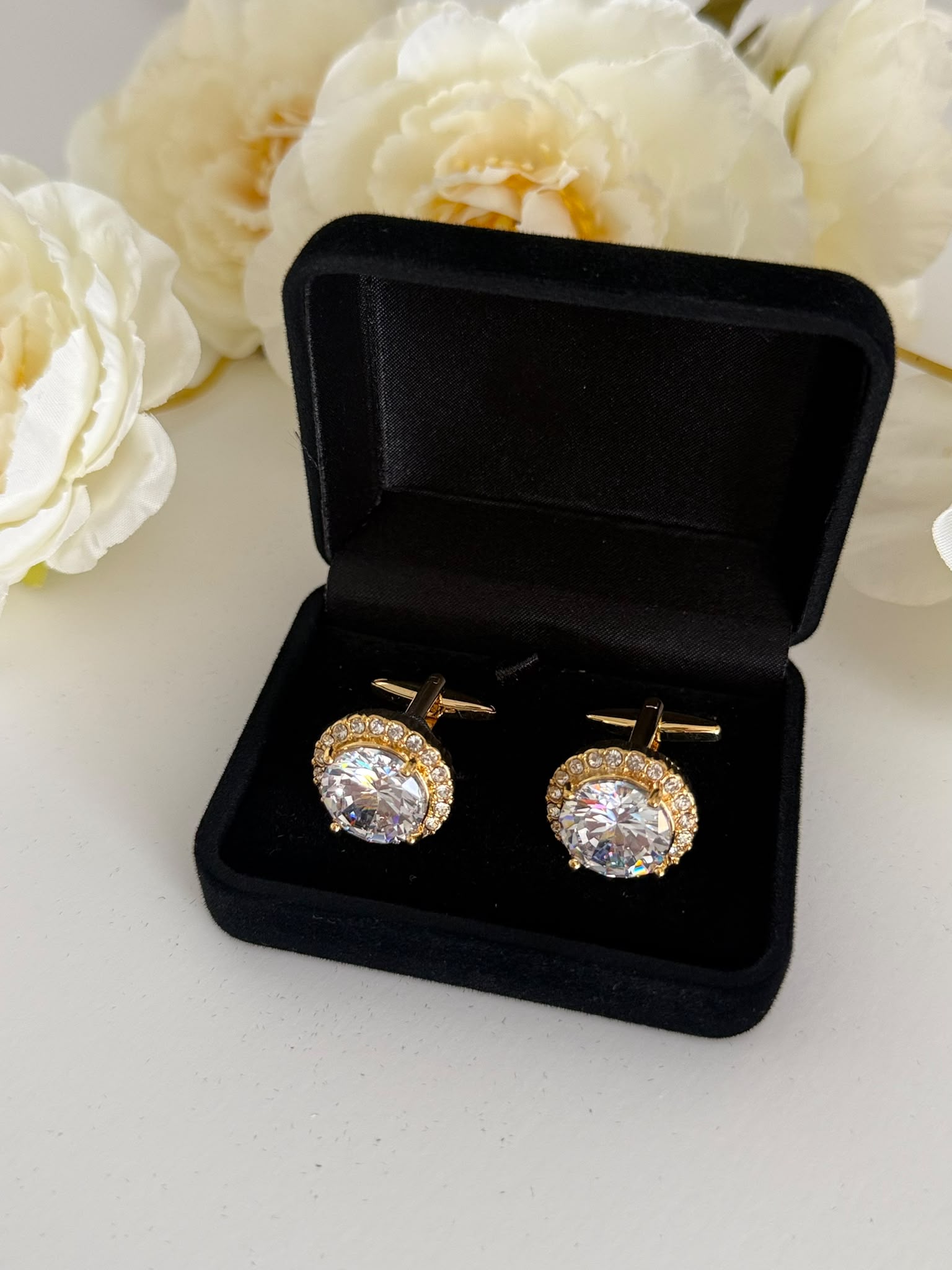 Luxury Golden Crystal Cufflinks for Men