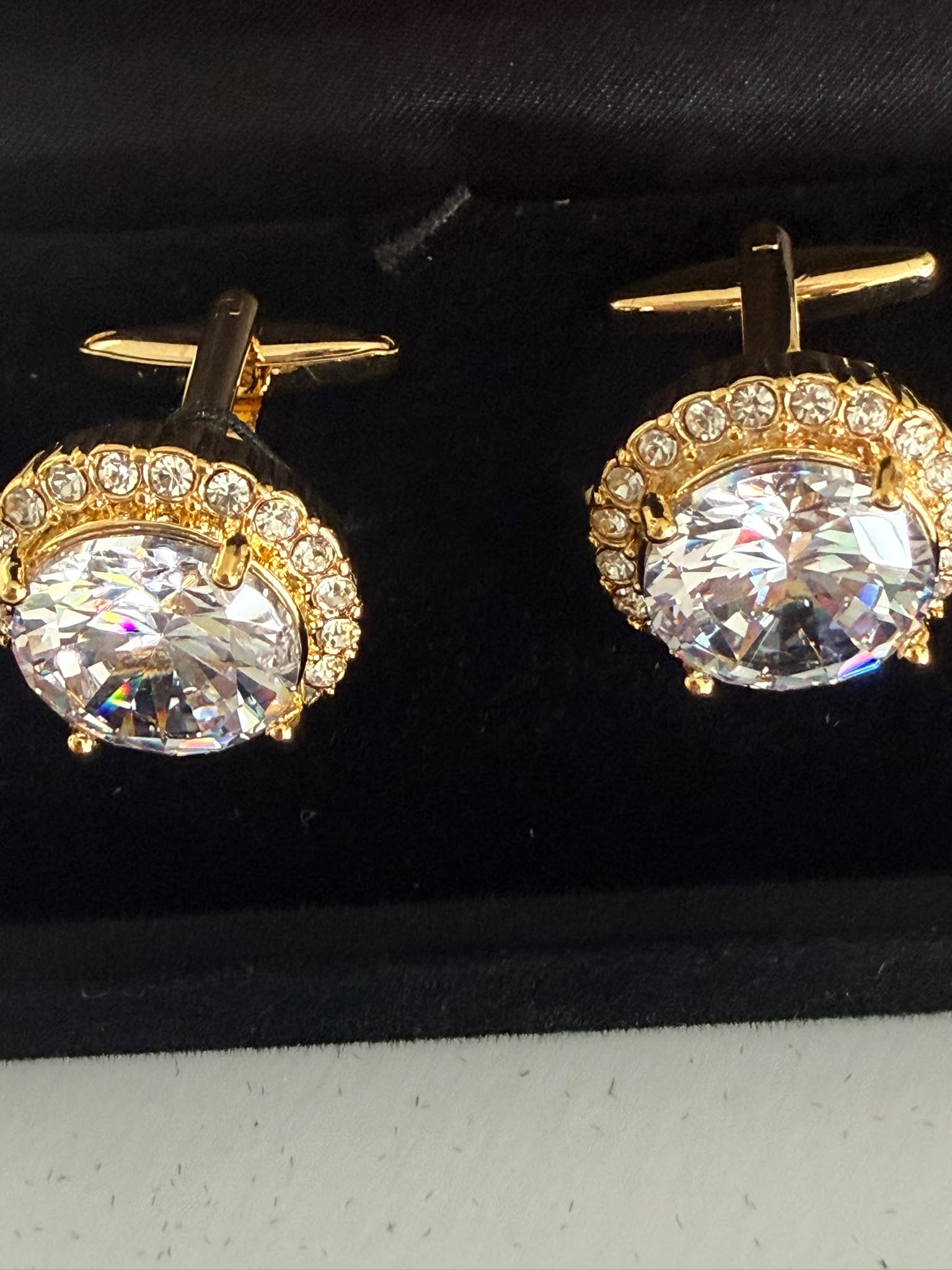 Luxury Golden Crystal Cufflinks for Men
