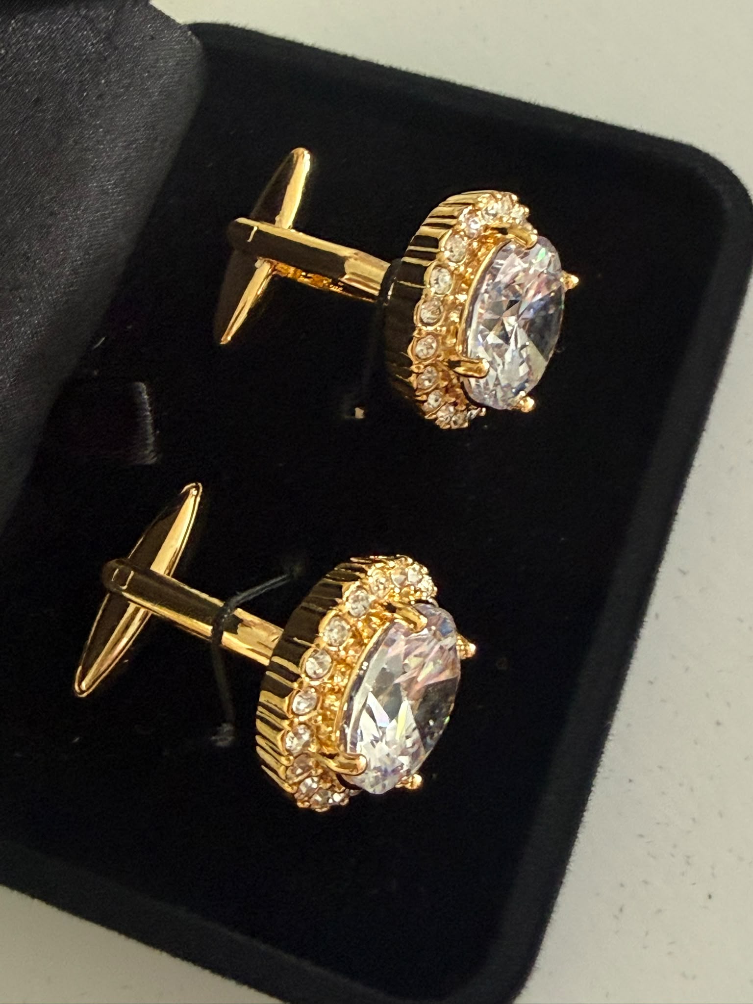 Luxury Golden Crystal Cufflinks for Men