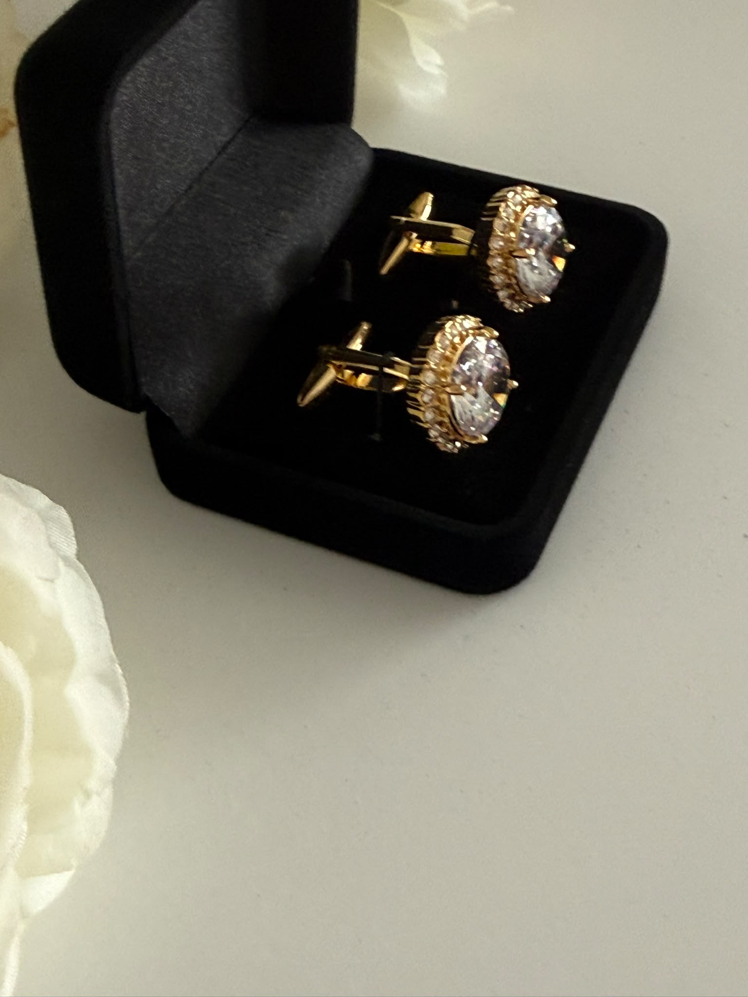 Luxury Golden Crystal Cufflinks for Men