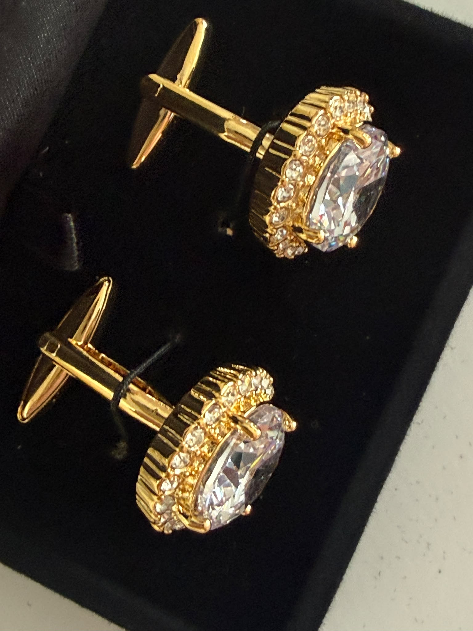 Luxury Golden Crystal Cufflinks for Men