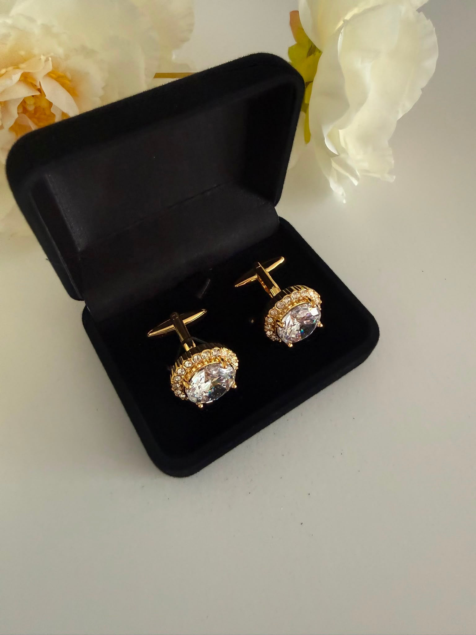 Luxury Golden Crystal Cufflinks for Men
