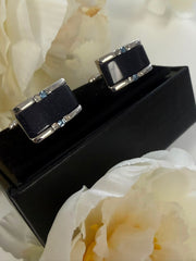 Luxury Blue Sandstone Silver Cufflinks