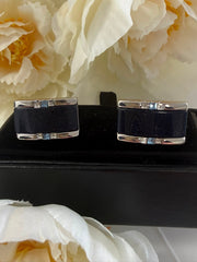 Luxury Blue Sandstone Silver Cufflinks