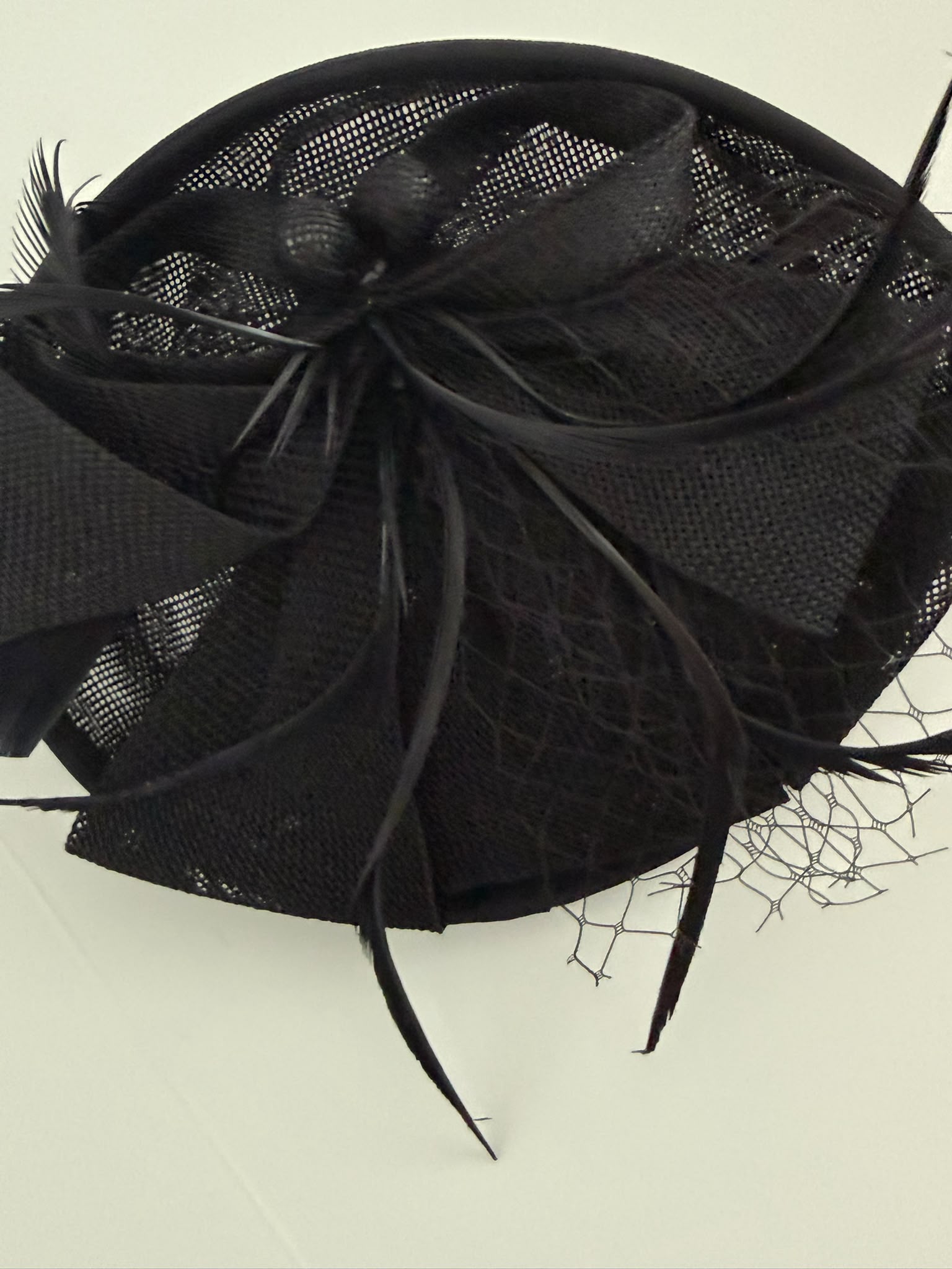 Luxury Black Feather Fascinator Hat for Women