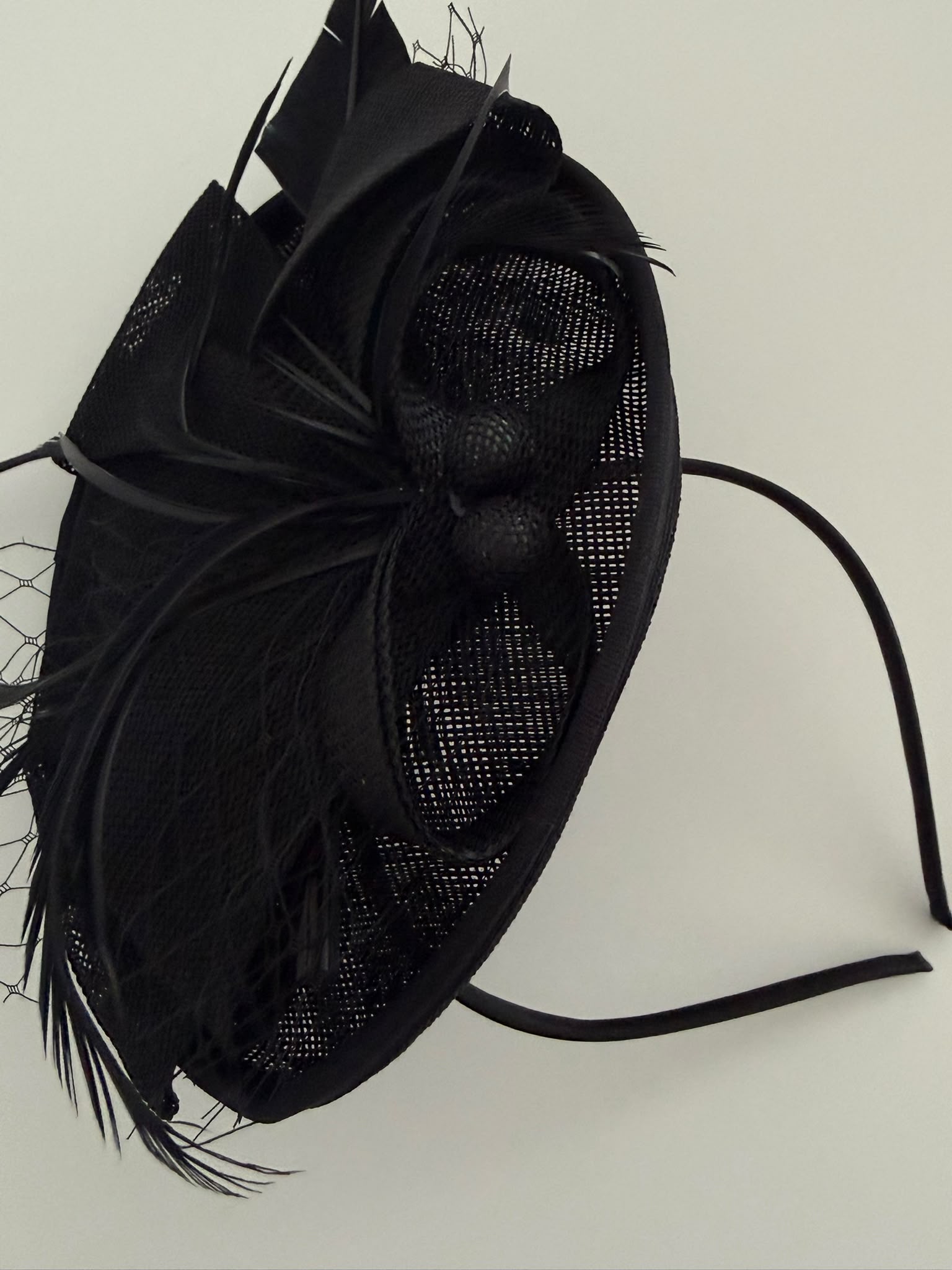 Luxury Black Feather Fascinator Hat for Women