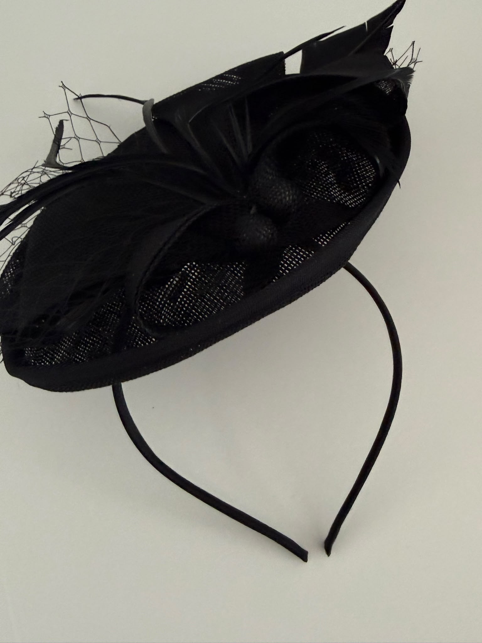 Luxury Black Feather Fascinator Hat for Women