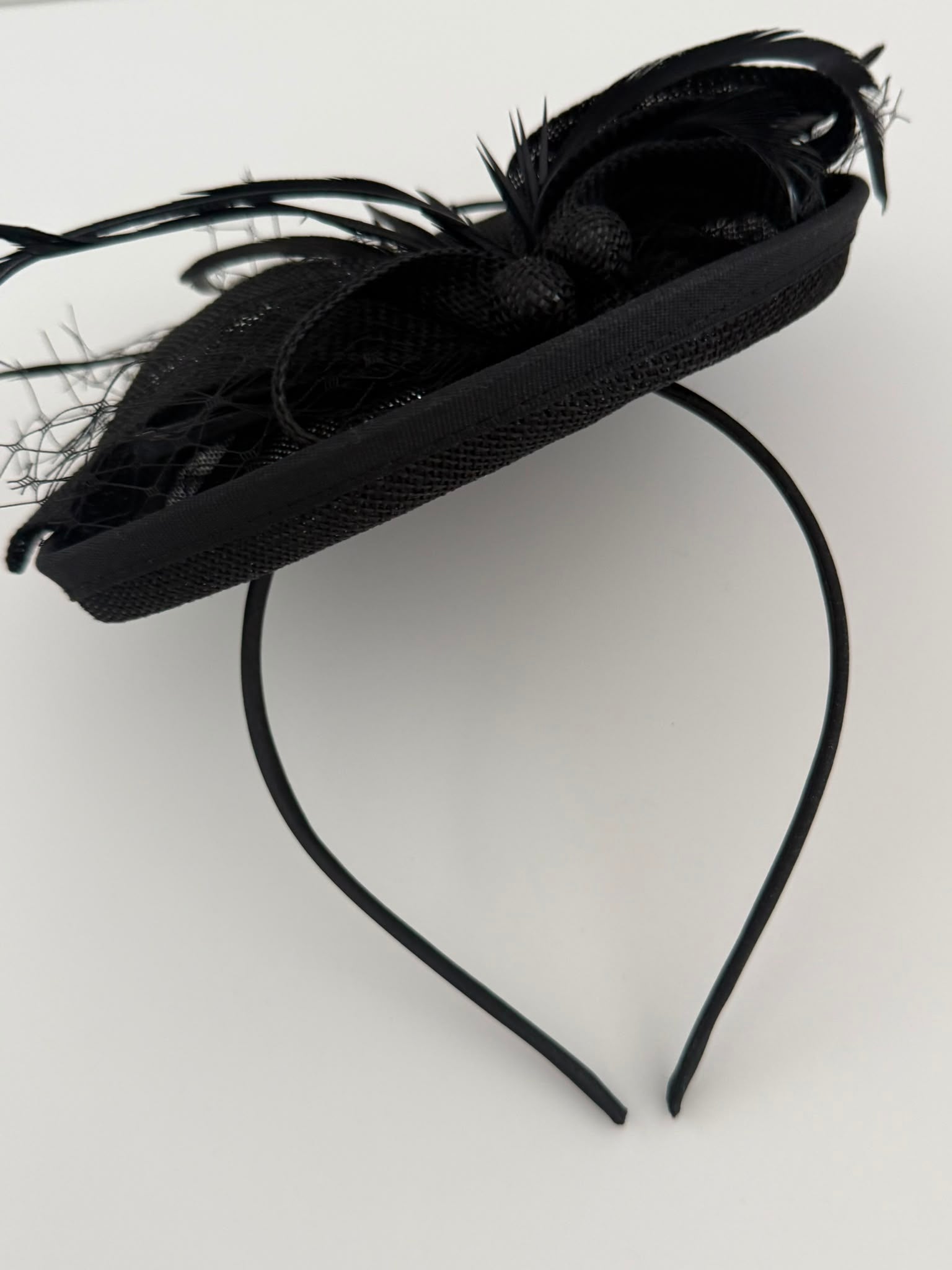 Luxury Black Feather Fascinator Hat for Women