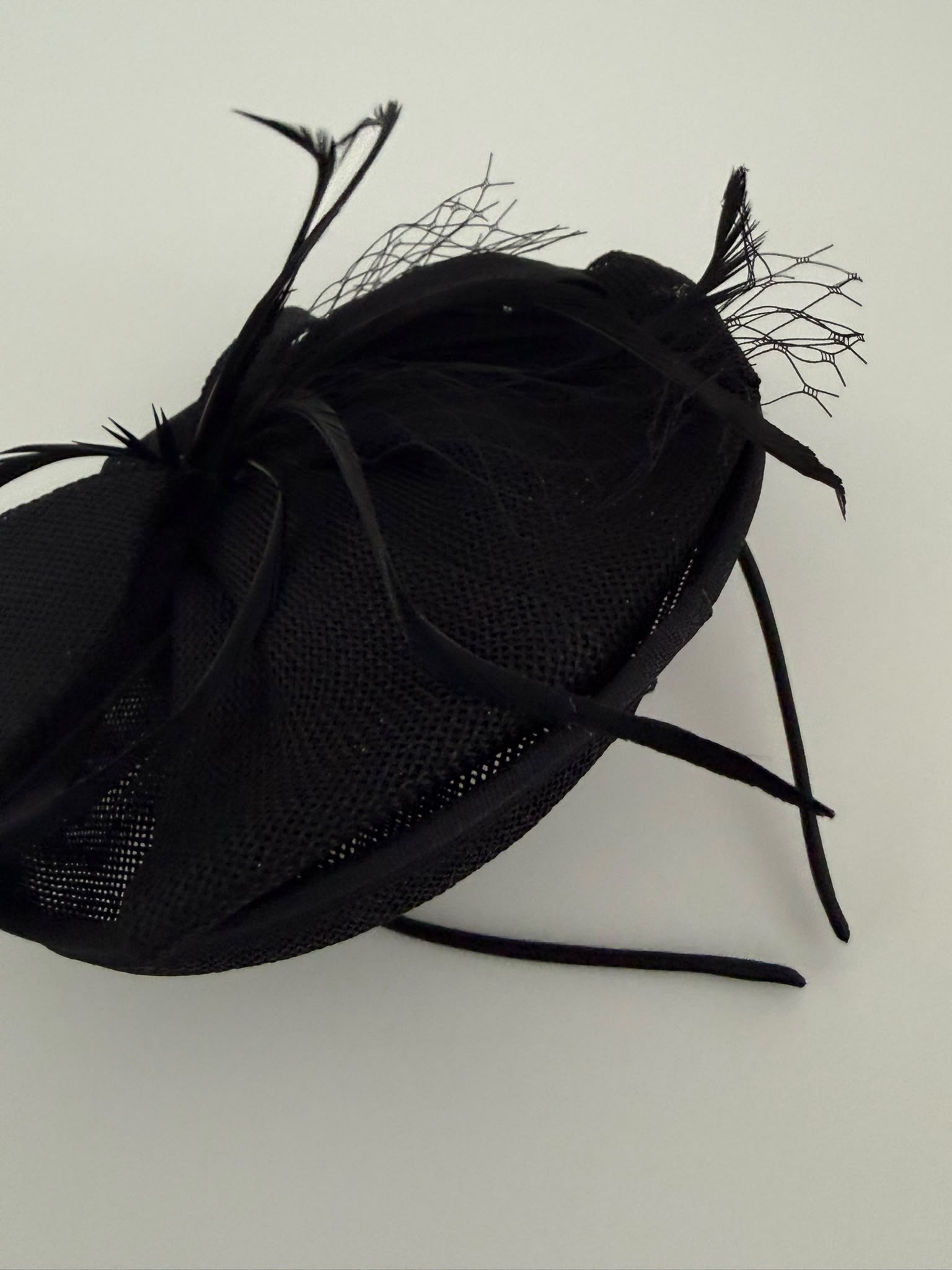 Luxury Black Feather Fascinator Hat for Women