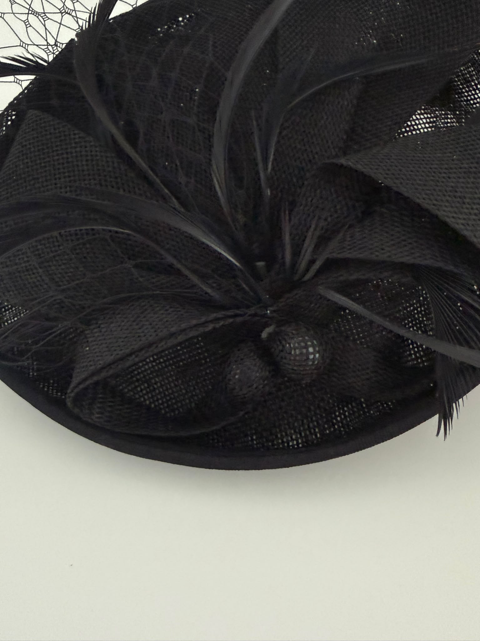 Luxury Black Feather Fascinator Hat for Women