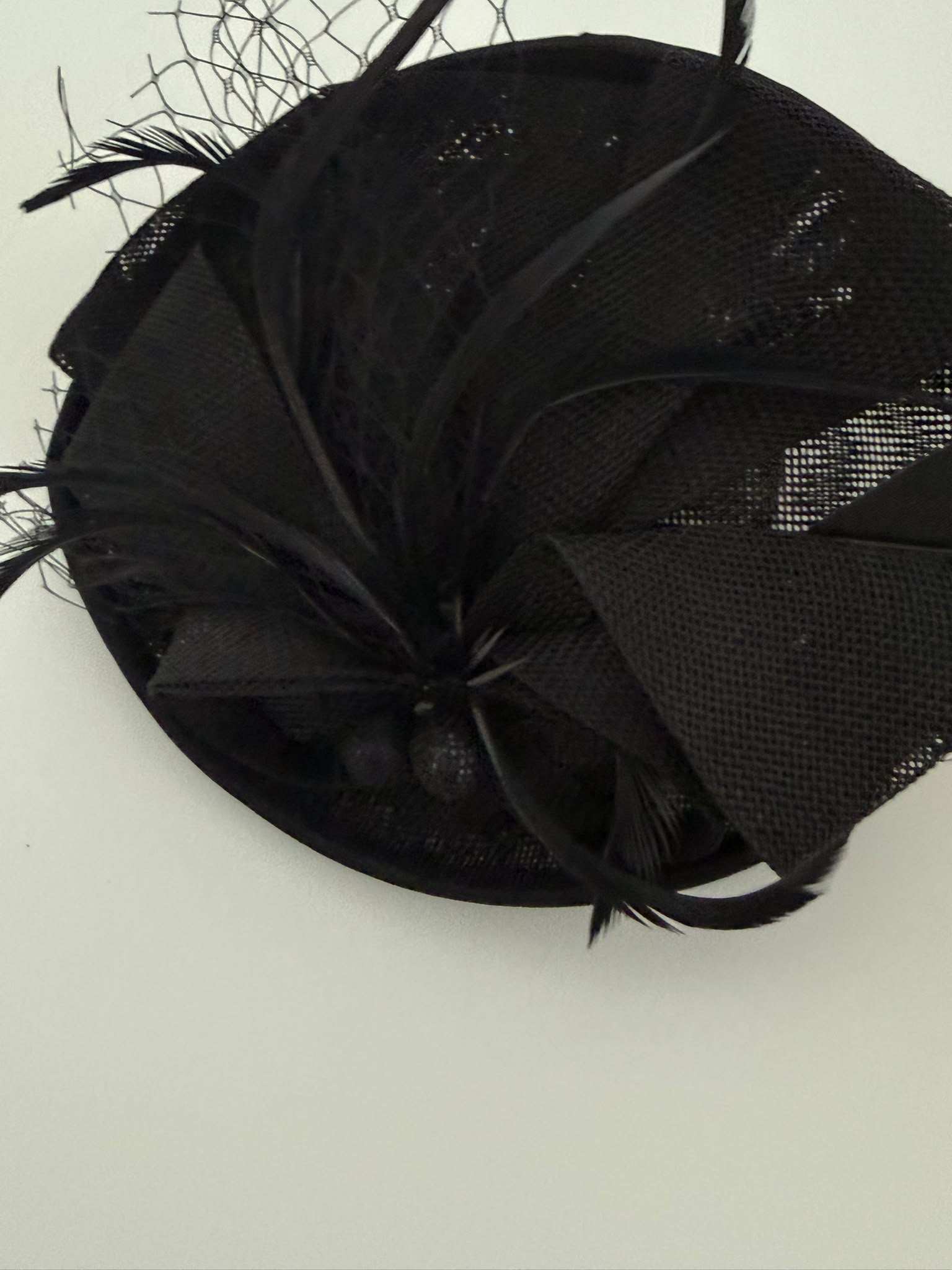 Luxury Black Feather Fascinator Hat for Women