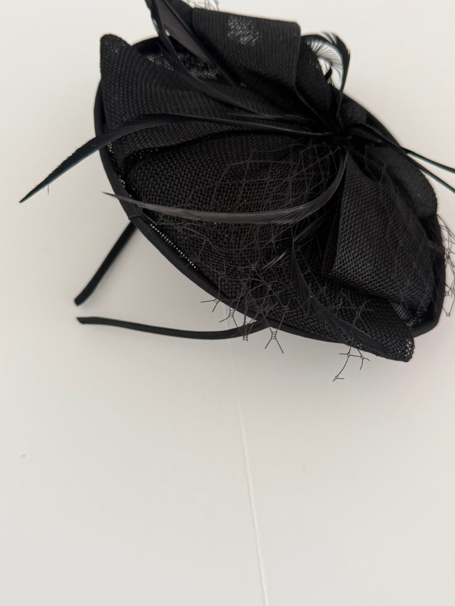 Luxury Black Feather Fascinator Hat for Women