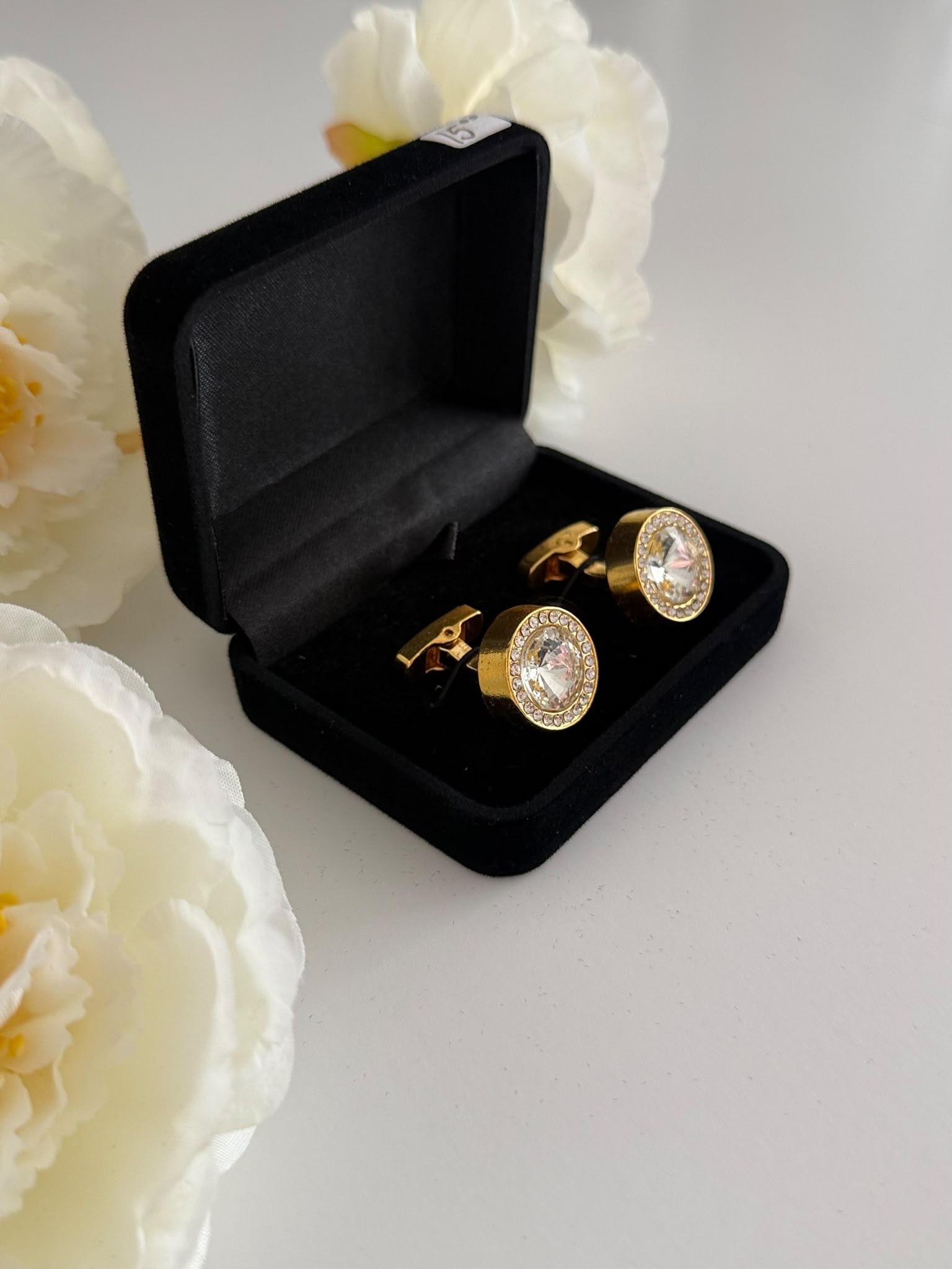Luxury Gold Crystal Halo Cufflinks