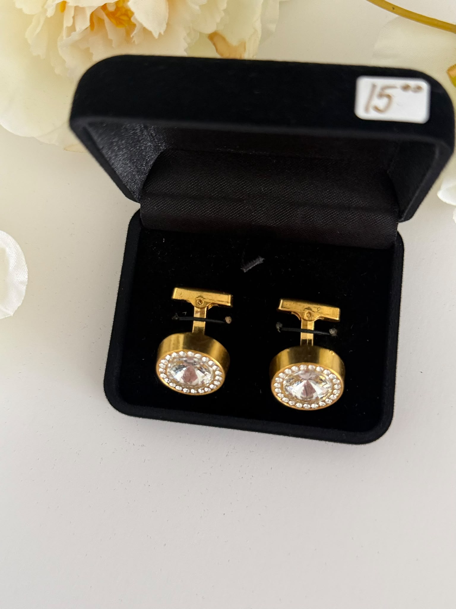 Luxury Gold Crystal Halo Cufflinks